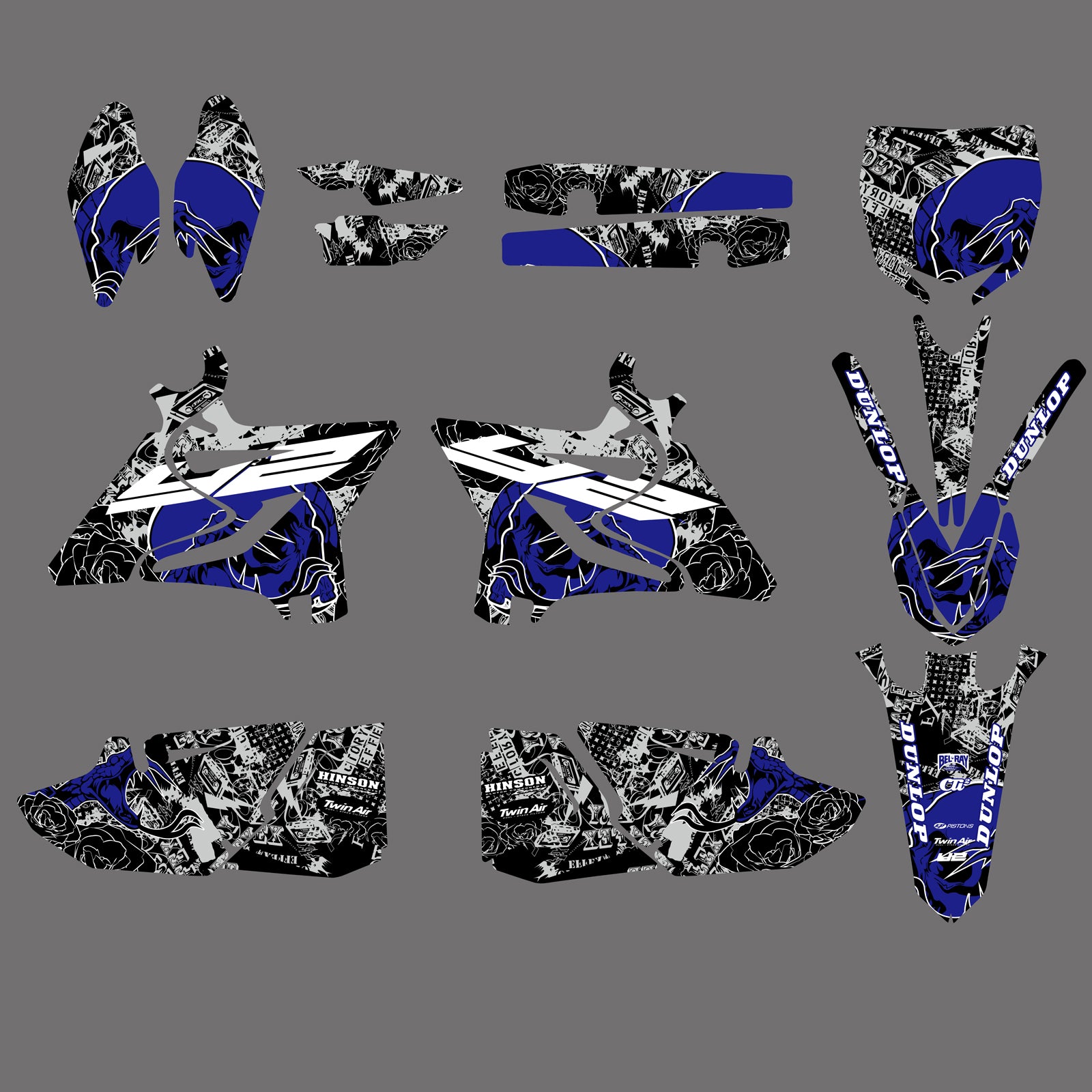 Team Graphics Aufkleber Aufkleber Kit für Yamaha YZ125 YZ250 2015-2021