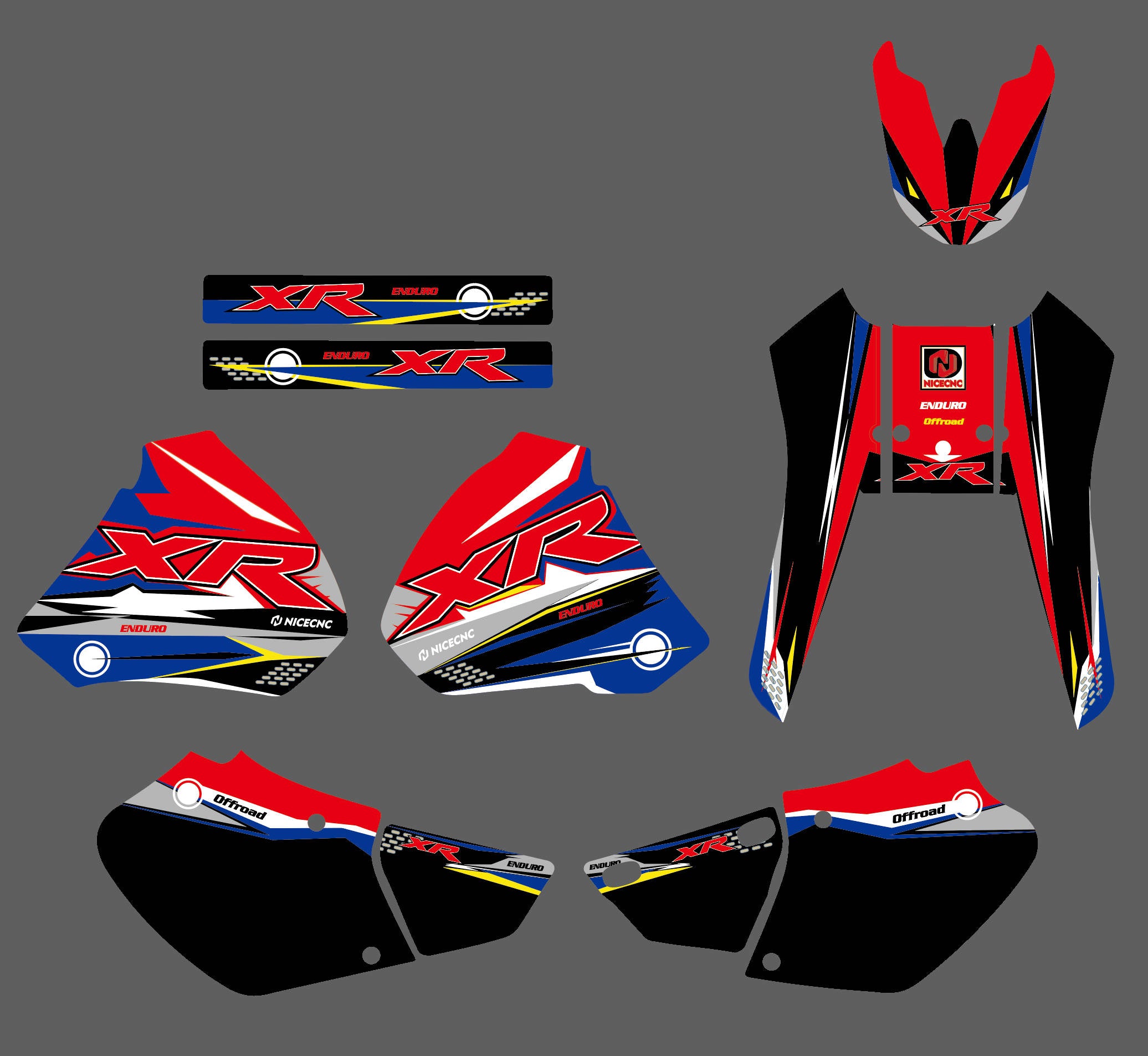 Motorrad-Grafik-Aufkleber-Set für HONDA XR250/XR400 1996-2004