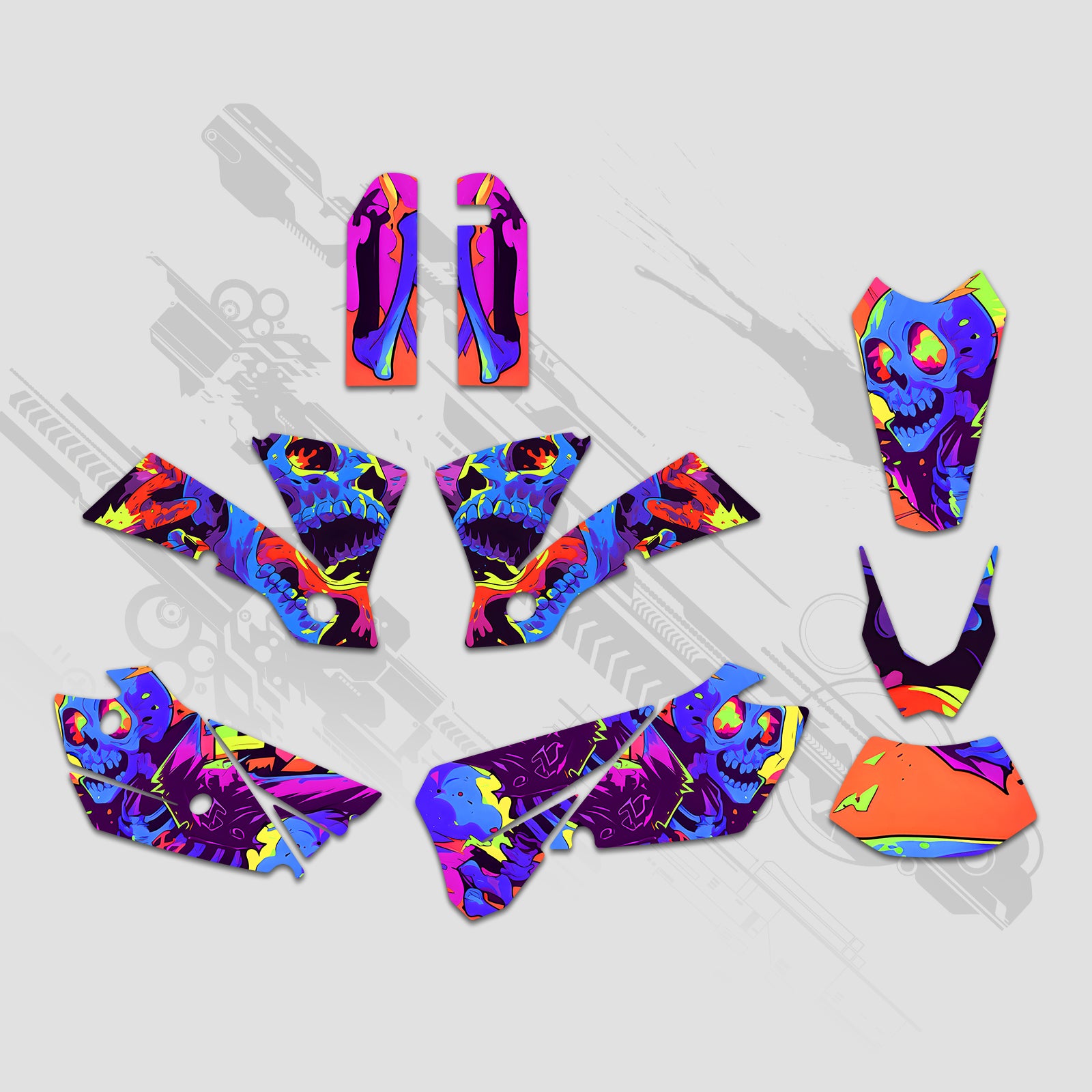 Komplettes Dekor-Set für Offroad-Motorräder der KTM EXC 2004