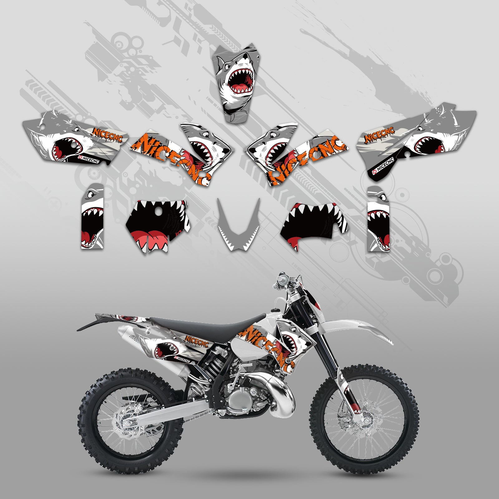 Komplettes Dekor-Set für Offroad-Motorräder der KTM EXC 2005-2007