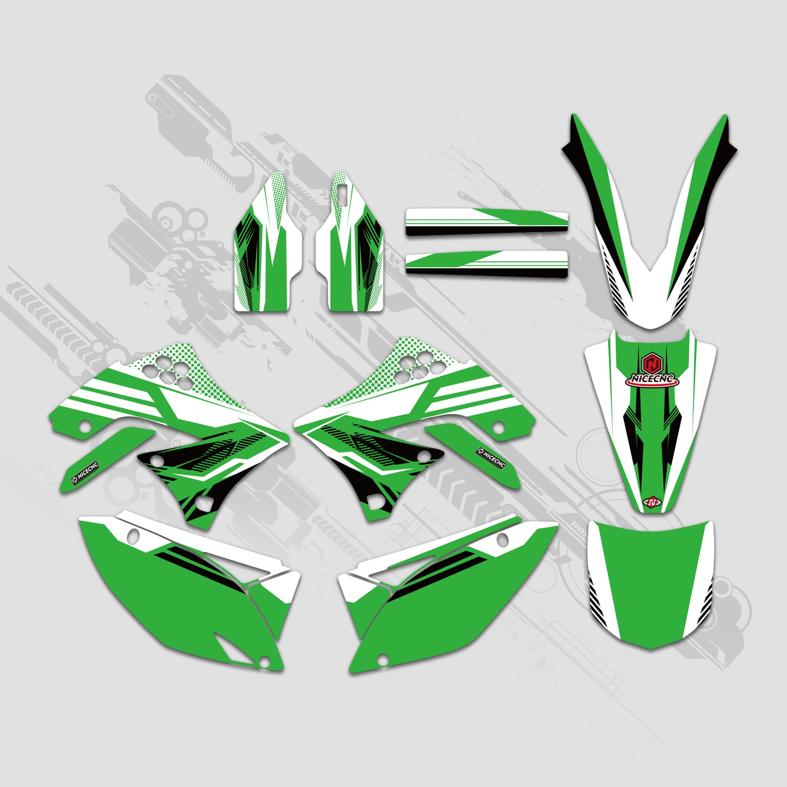 Komplettes Dekor-Set für Motorräder KAWASAKI KXF450 2009-2011