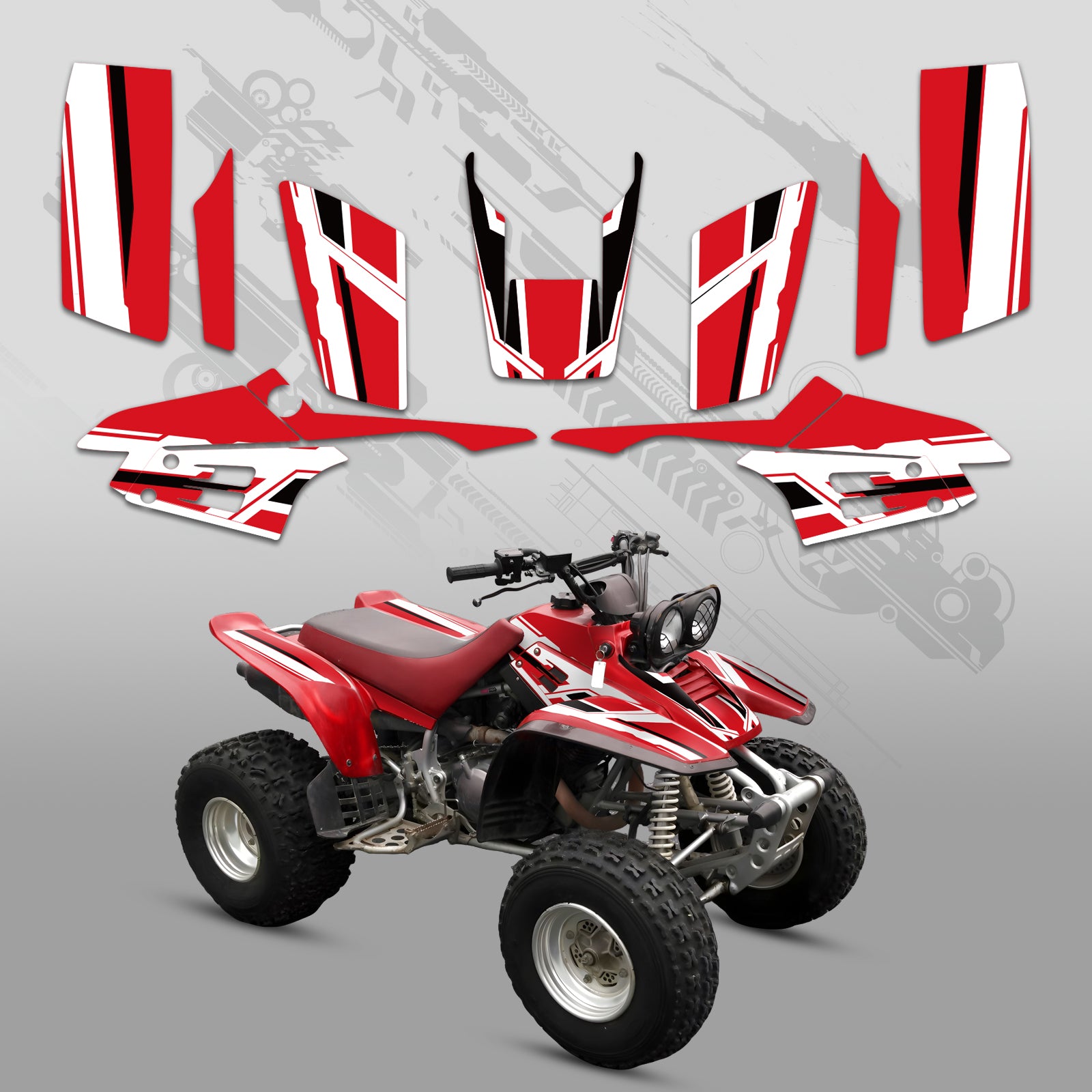 Komplettes ATV-Dekor-Set für Yamaha Warrior 350 (1987–2004)