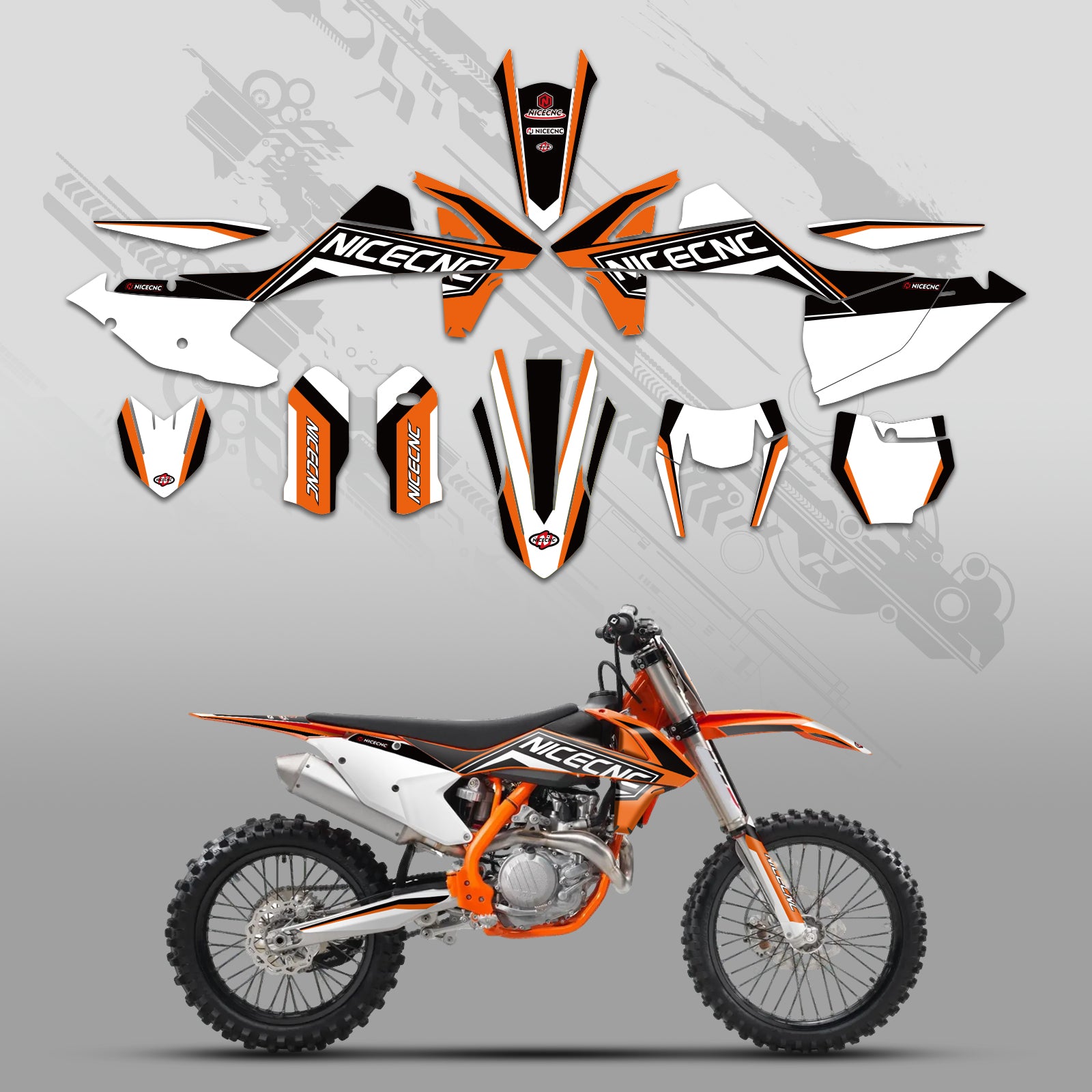 Motorrad-Vollgrafik-Dekor-Aufkleber-Kit für KTM SX SXF 125–450 2016–2018