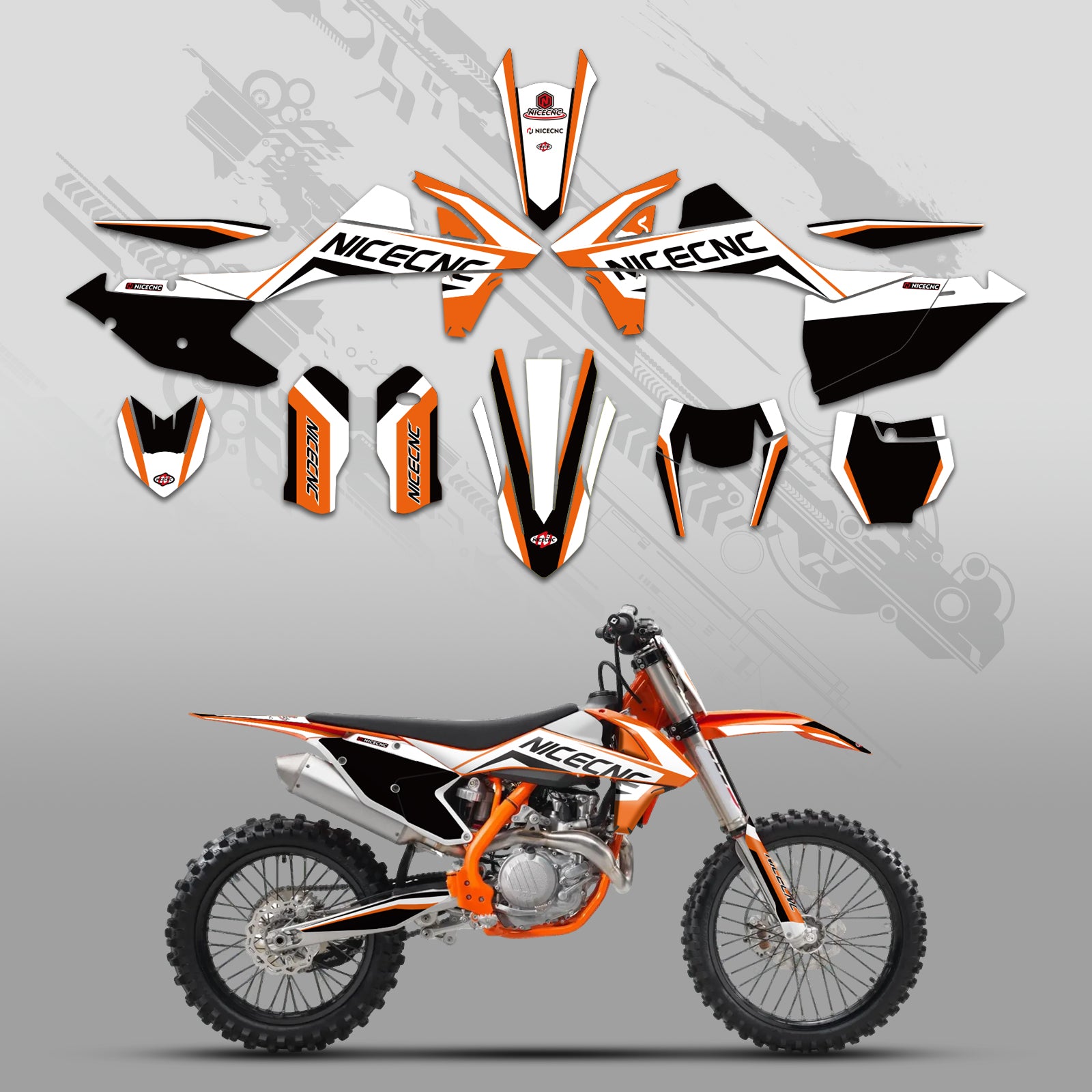 Motorrad-Vollgrafik-Dekor-Aufkleber-Kit für KTM SX SXF 125–450 2016–2018