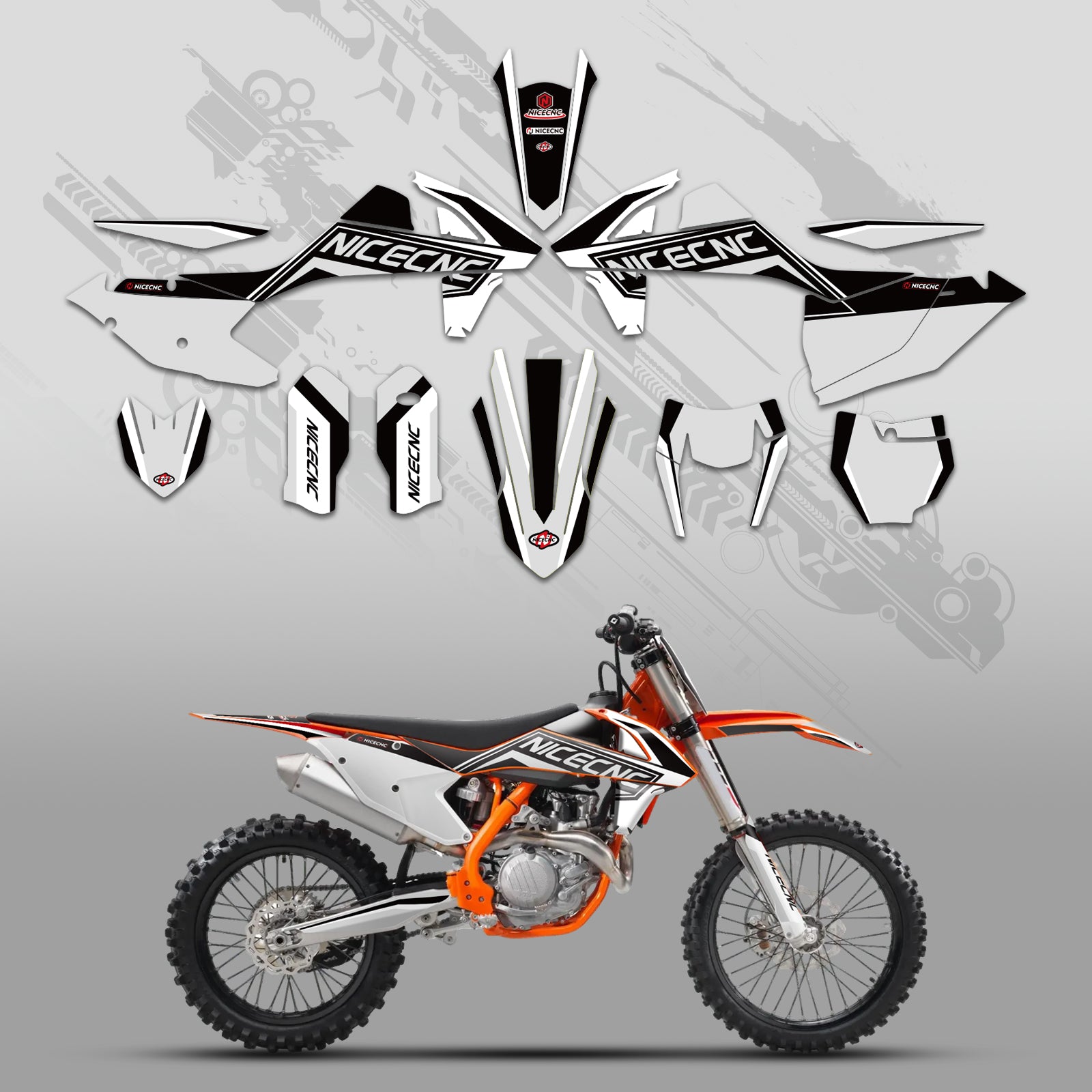 Offroad-Motorrad Vollgrafik-Dekor-Aufkleber-Kit für KTM SX SXF 125–450 (2016–2018)