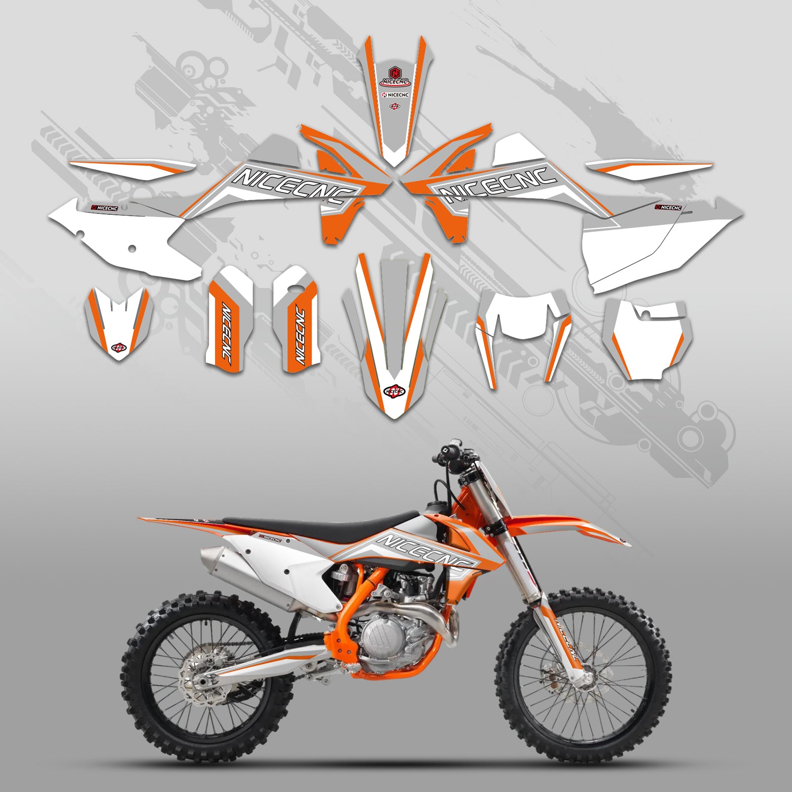 Offroad-Motorrad Vollgrafik-Dekor-Aufkleber-Kit für KTM SX SXF 125–450 (2016–2018)