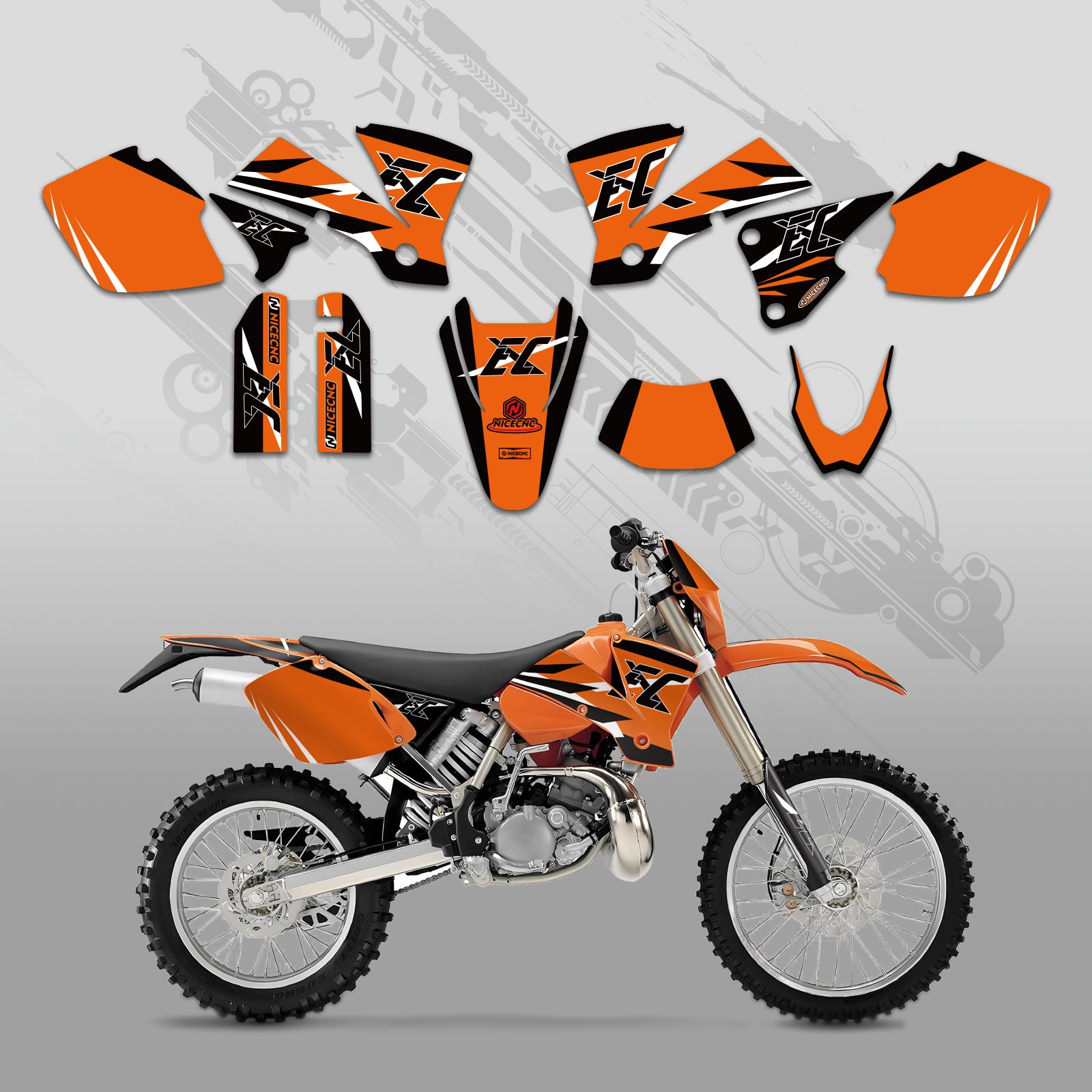 Offroad-Motorrad Vollgrafik-Dekor-Aufkleber-Kit für KTM EXC 2003