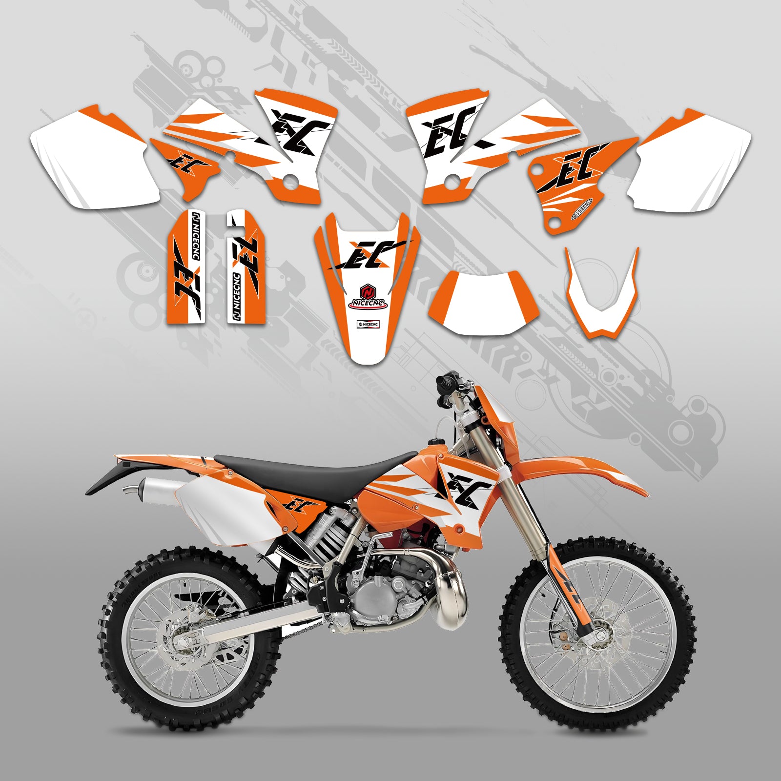 Offroad-Motorrad Vollgrafik-Dekor-Aufkleber-Kit für KTM EXC 2003