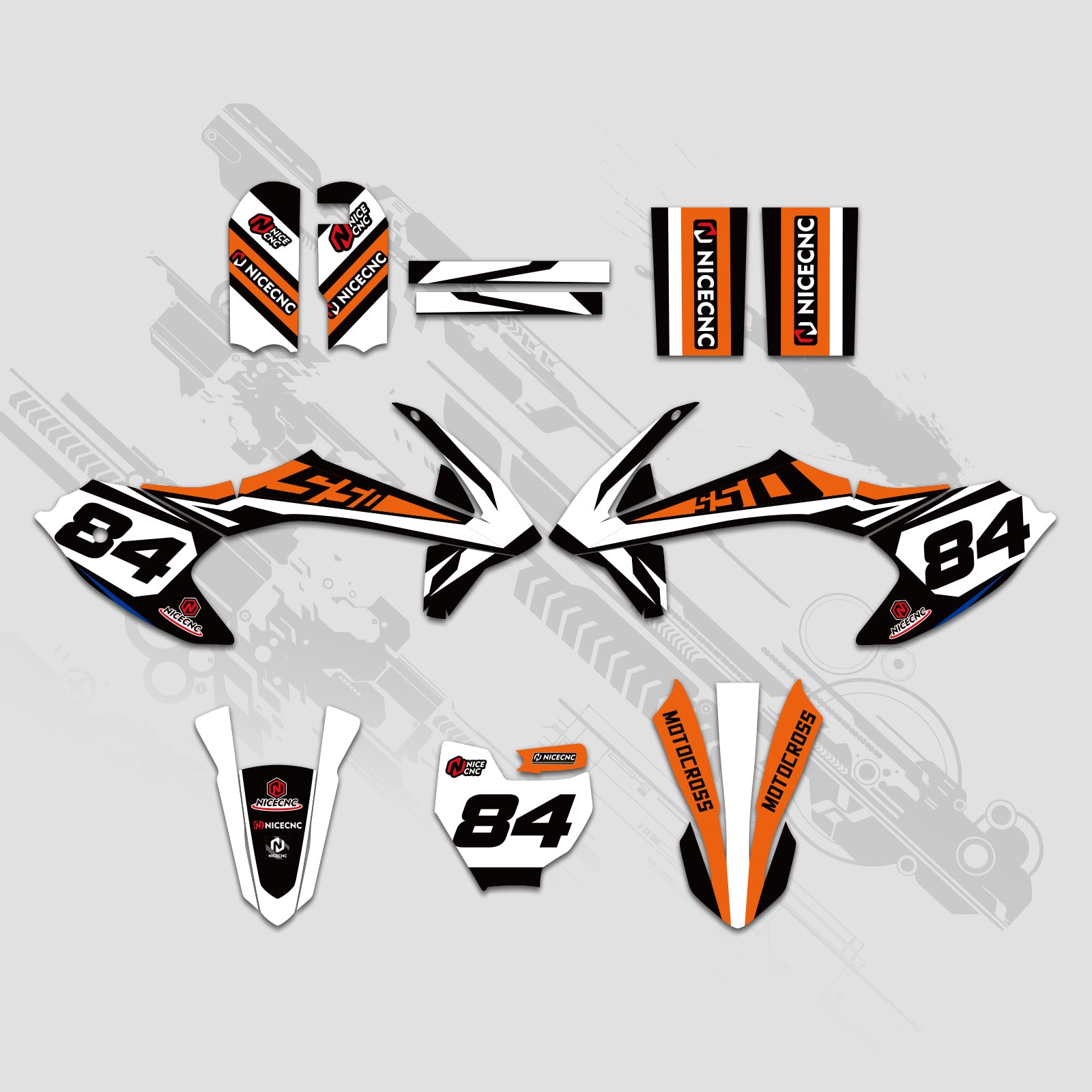 Komplettes Grafik-Dekor-Aufkleberset für KTM SX50 2016-2022
