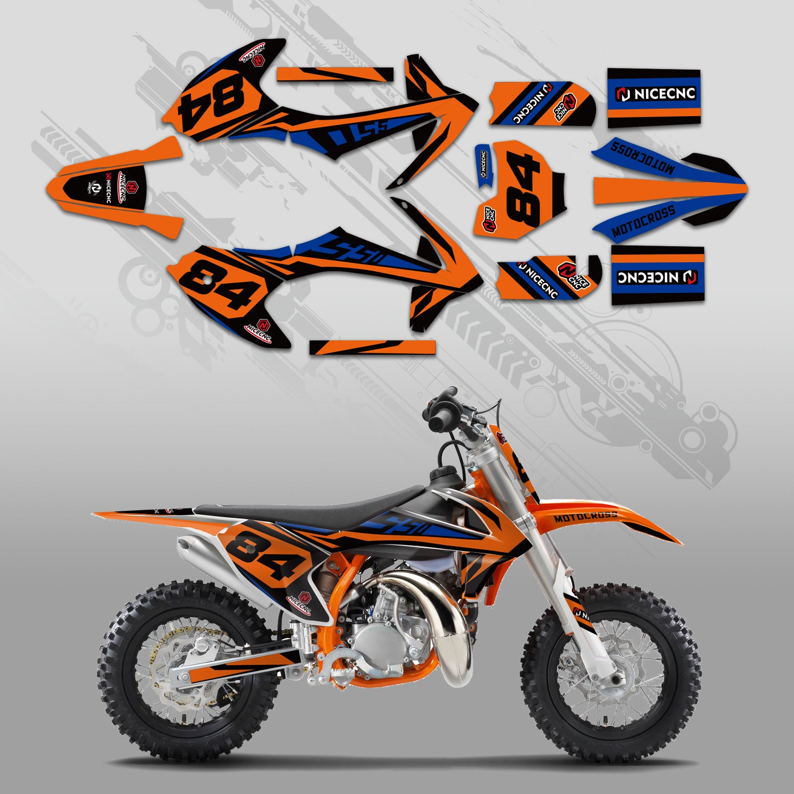 Komplettes Grafik-Dekor-Aufkleberset für KTM SX50 2016-2022