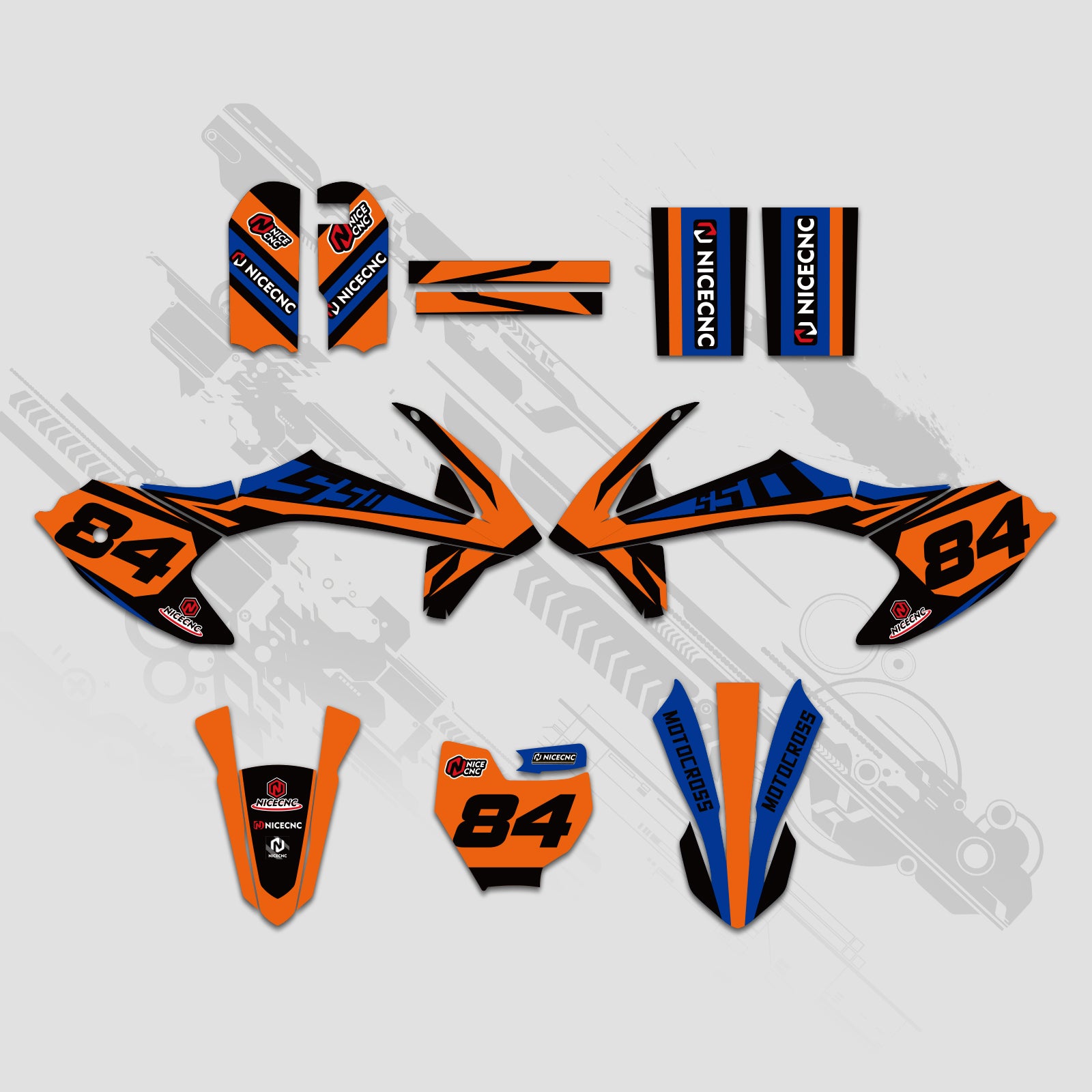 Komplettes Grafik-Dekor-Aufkleberset für KTM SX50 2016-2022