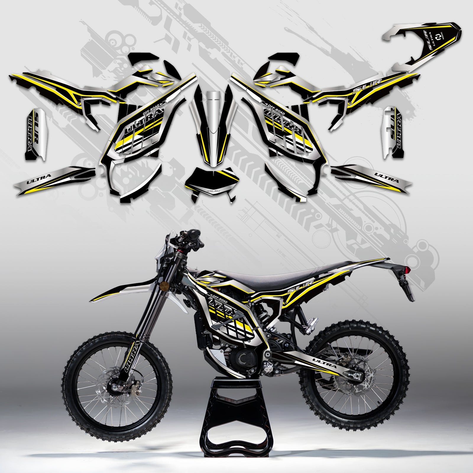 Elektro-Dirtbike Komplett-Dekor Aufkleber-Set für Surron Ultra Bee, alle Baujahre