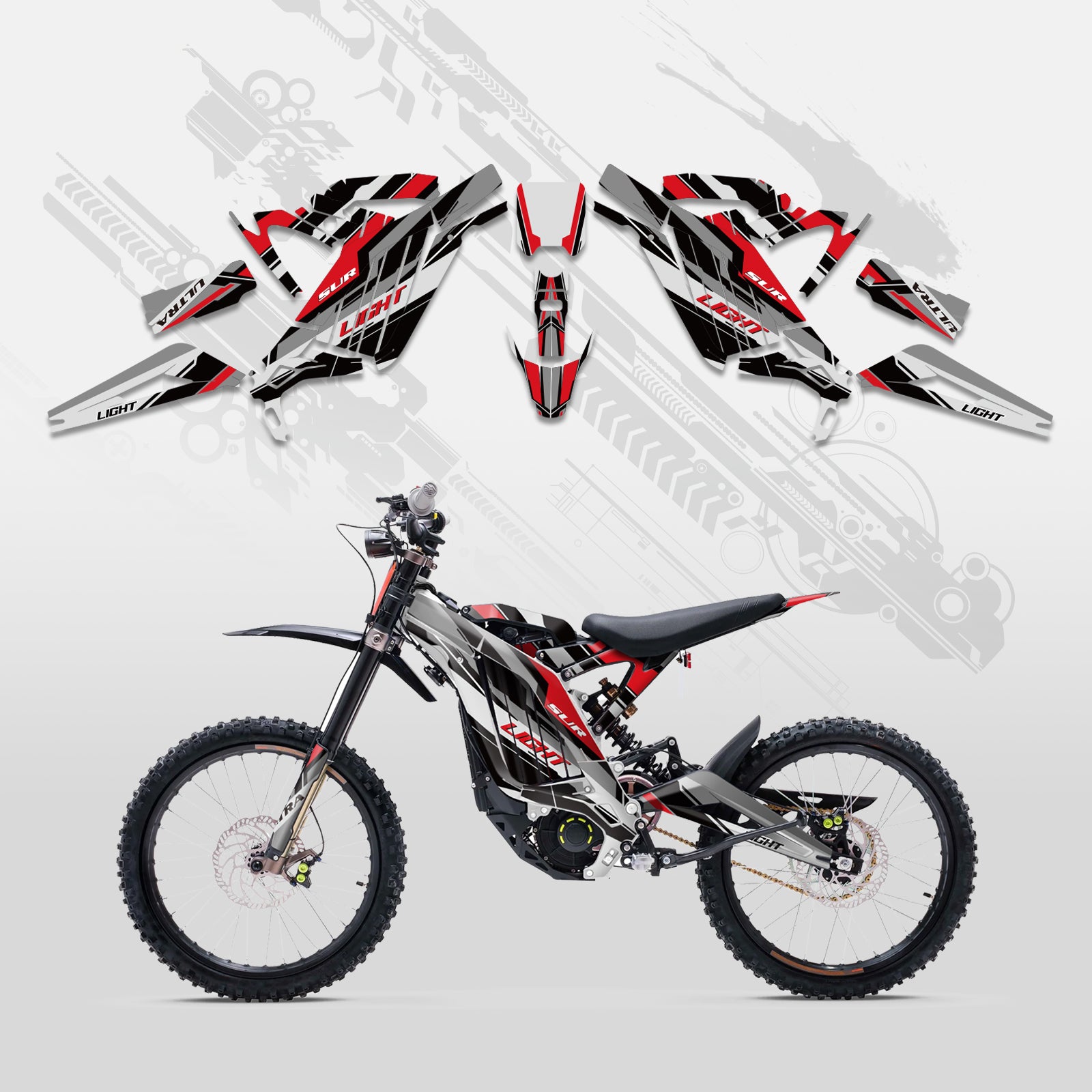 Elektro-Dirtbike Komplett-Dekor Aufkleber-Set für Surron Light Bee X alle Baujahre
