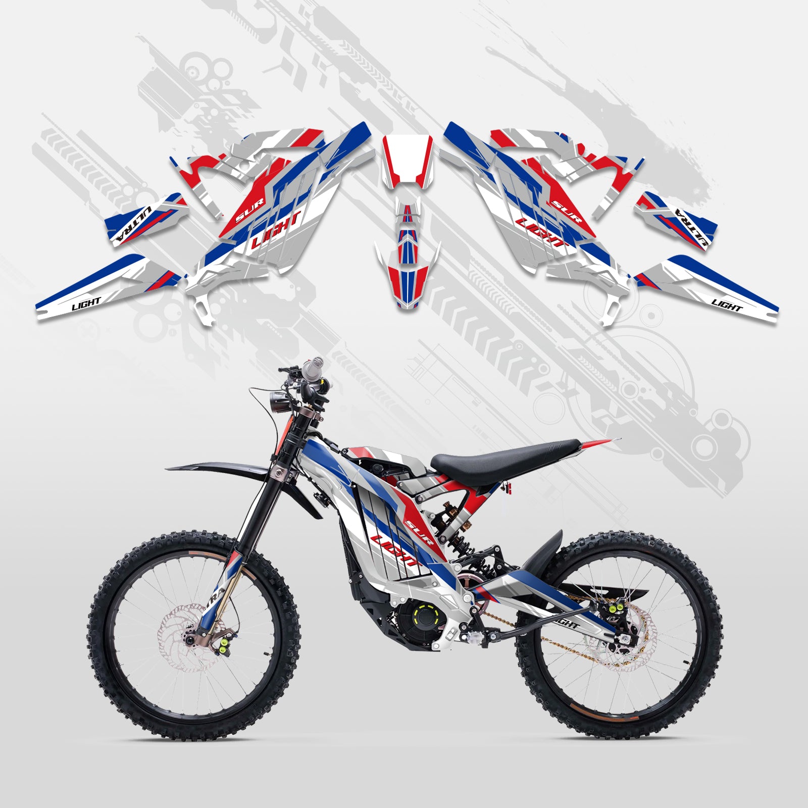 Elektro-Dirtbike Komplett-Dekor Aufkleber-Set für Surron Light Bee X alle Baujahre