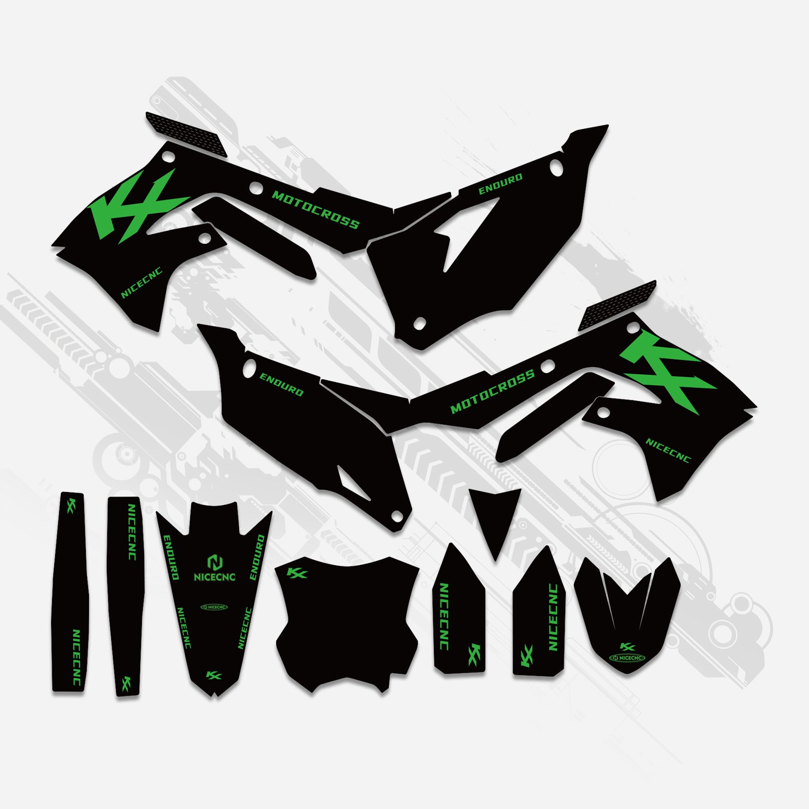 Motorrad Komplett-Graphics Aufkleber-Set für Kawasaki KXF250 2021-2023 KX450F 2019-2023
