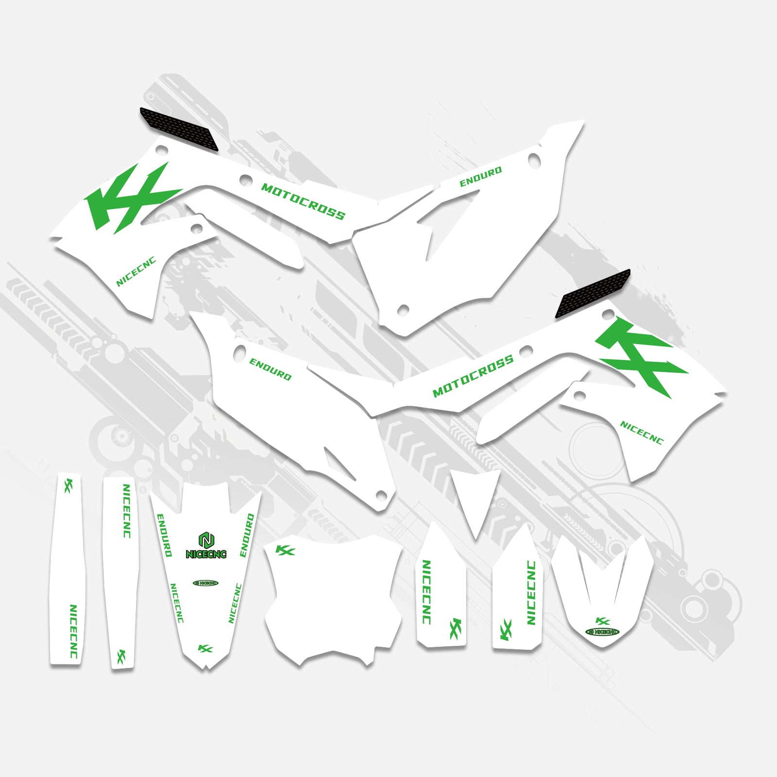 Motorrad Komplett-Graphics Aufkleber-Set für Kawasaki KXF250 2021-2023 KX450F 2019-2023