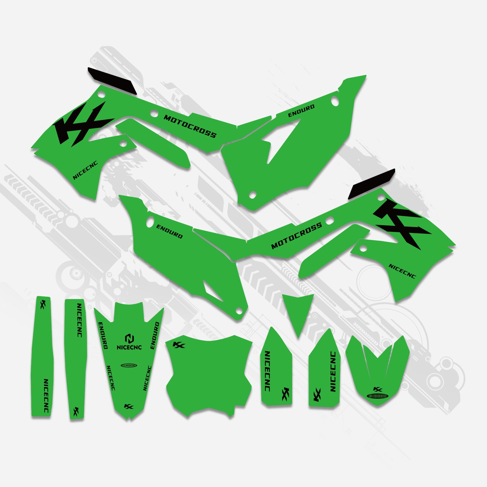 Motorrad Komplett-Graphics Aufkleber-Set für Kawasaki KXF250 2021-2023 KX450F 2019-2023