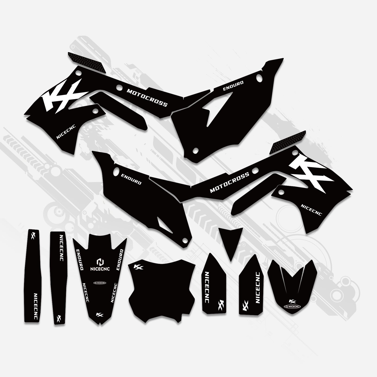 Motorrad Komplett-Grafik Aufkleber-Set für Kawasaki KXF250 2021-2023 KX450F 2019-2023