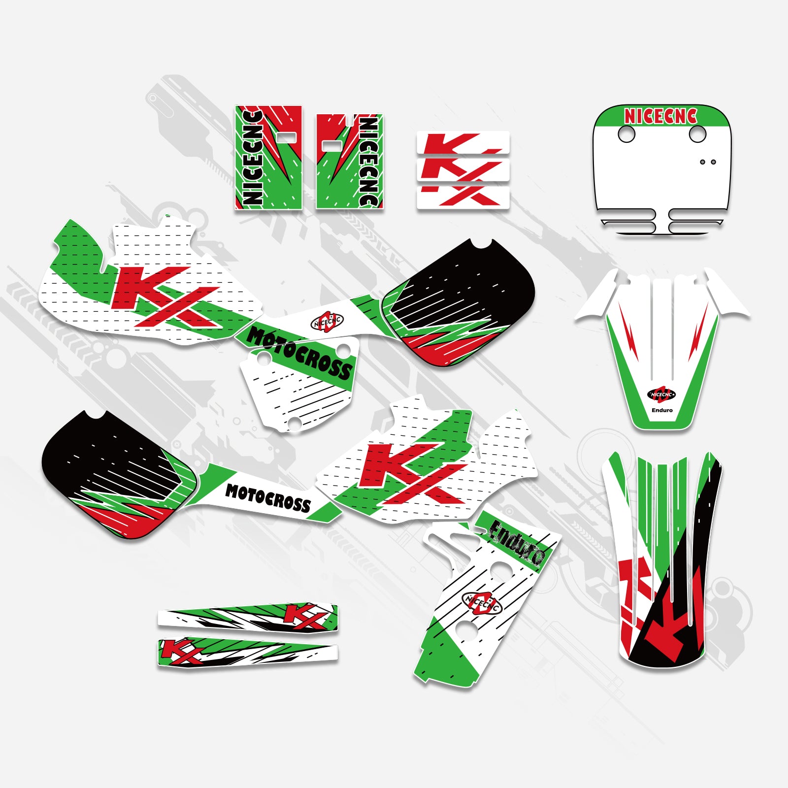 Motorrad Komplett-Grafik Aufkleber-Set für KAWASAKI KX60 1985-2004