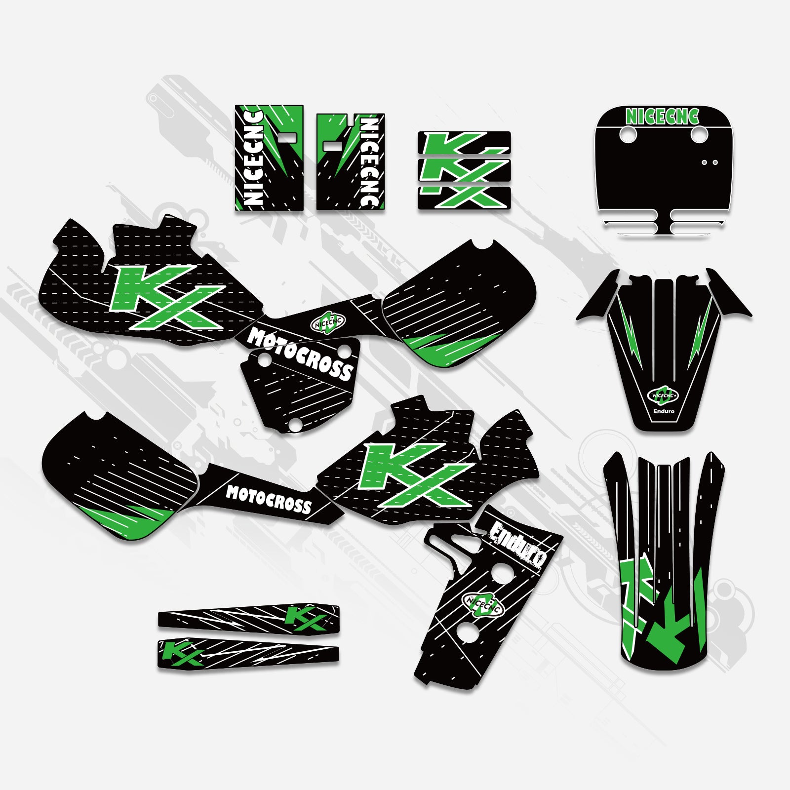 Motorrad Komplett-Graphics Aufkleber Set für KAWASAKI KX60 1985-2004