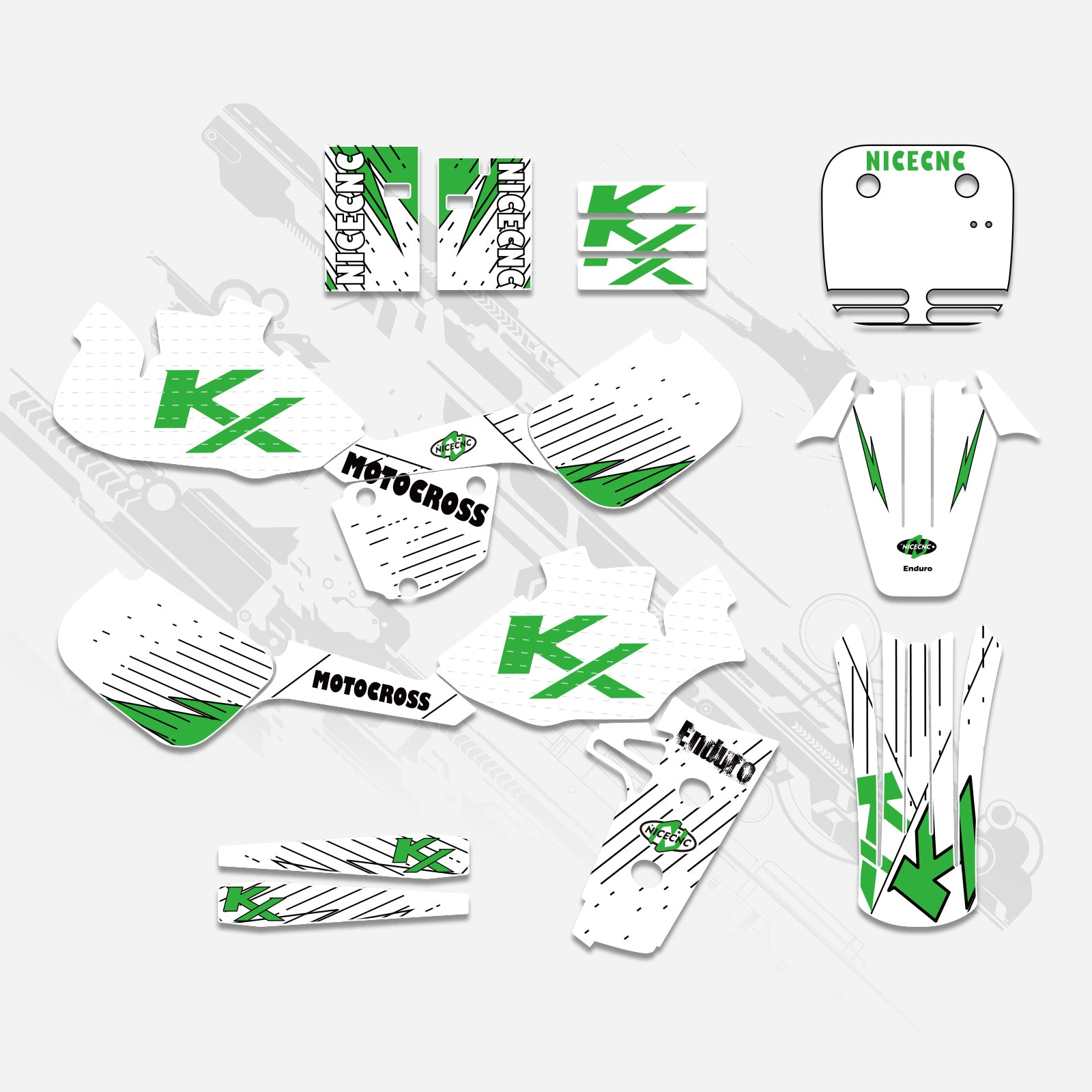 Motorrad Komplett-Graphics Aufkleber Set für KAWASAKI KX60 1985-2004