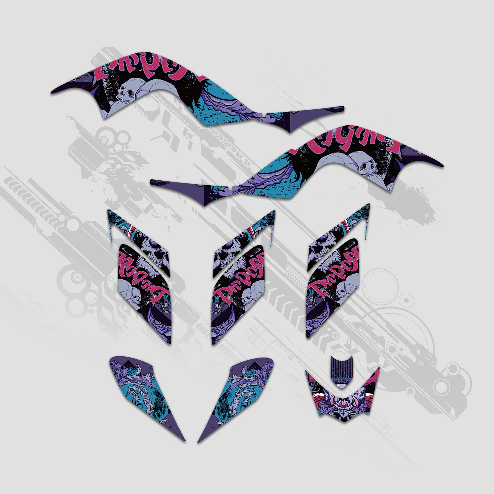 ATV Full Graphics Aufkleber Kit für Yamaha Raptor 700 2006–2012