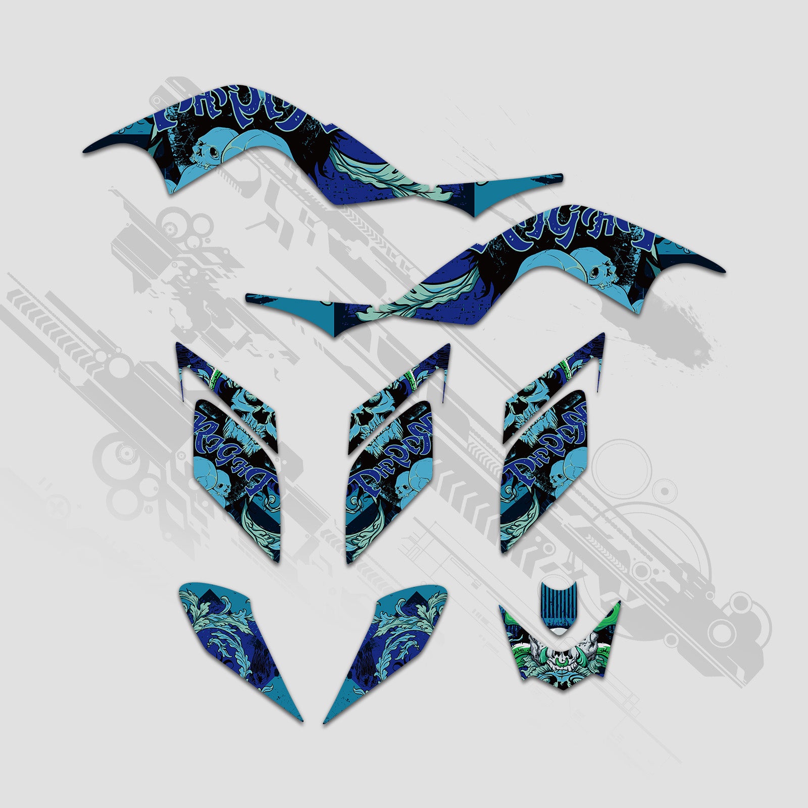 ATV Full Graphics Aufkleber Kit für Yamaha Raptor 700 2006–2012