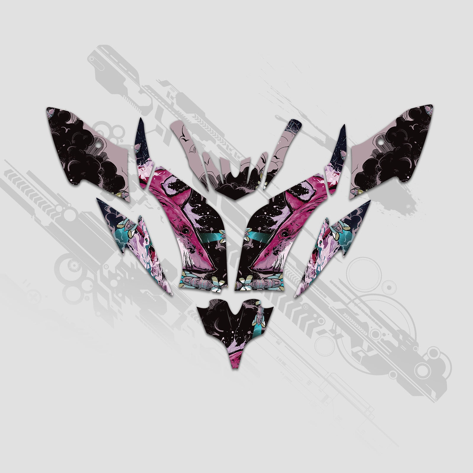 ATV Full Graphics Aufkleber Kit für Yamaha Raptor 250 2008+