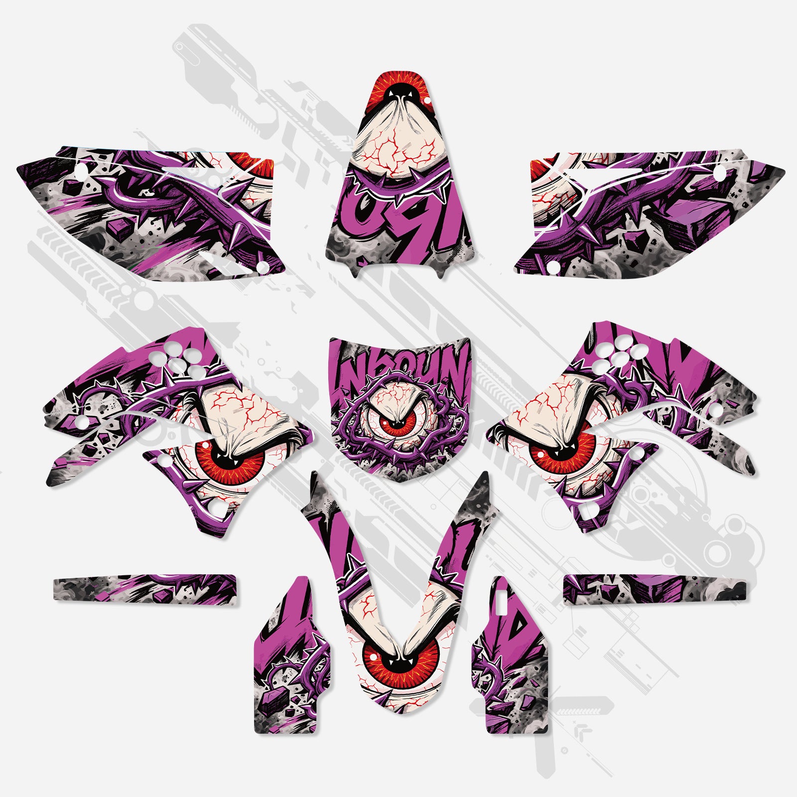 Kompletní sada grafických dekorativních samolepek pro Kawasaki KXF250 2009–2012