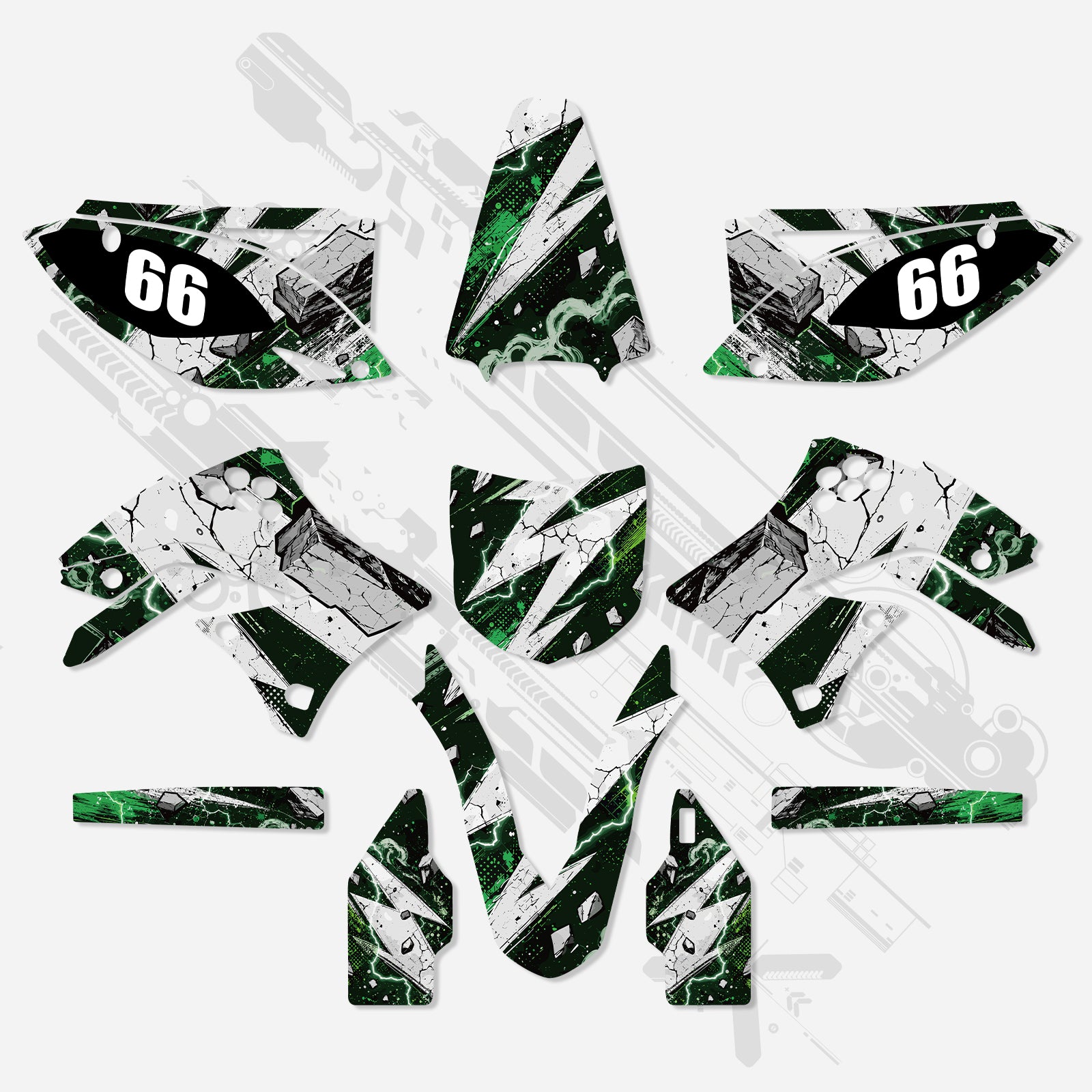 Komplet sæt med grafikdekoration og klistermærker til Kawasaki KXF250 2009–2012