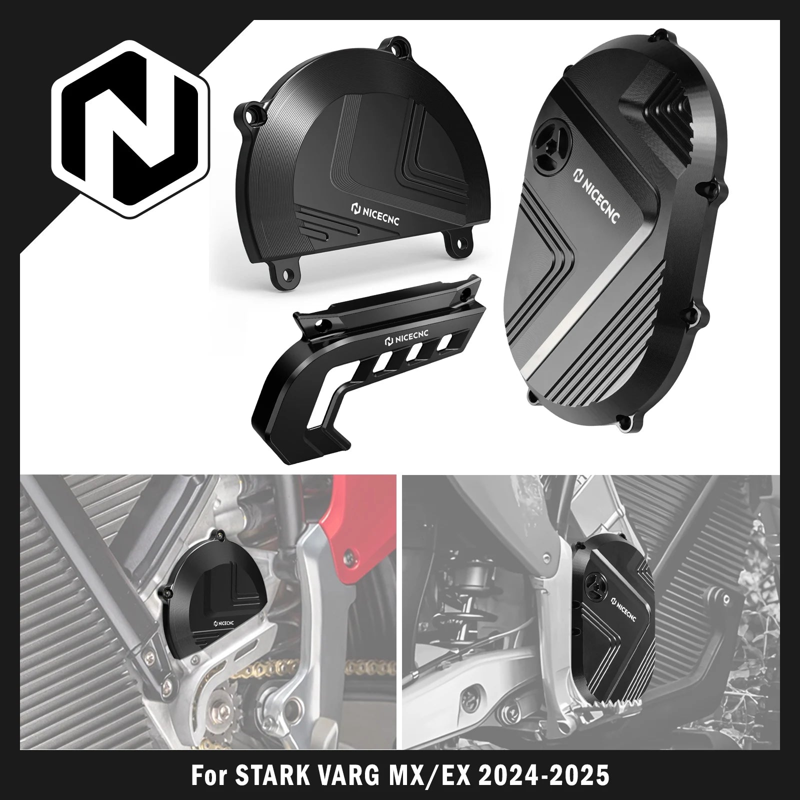 Linke rechte Motorabdeckung & Kettenrad-Kettenschutz für Stark Varg MX / EX 2024–2025