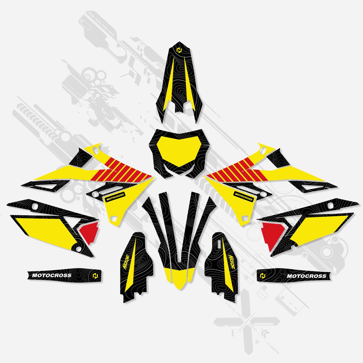 Complete motocross graphics kit for SUZUKI RMZ250 19-25 RMZ450 18-25