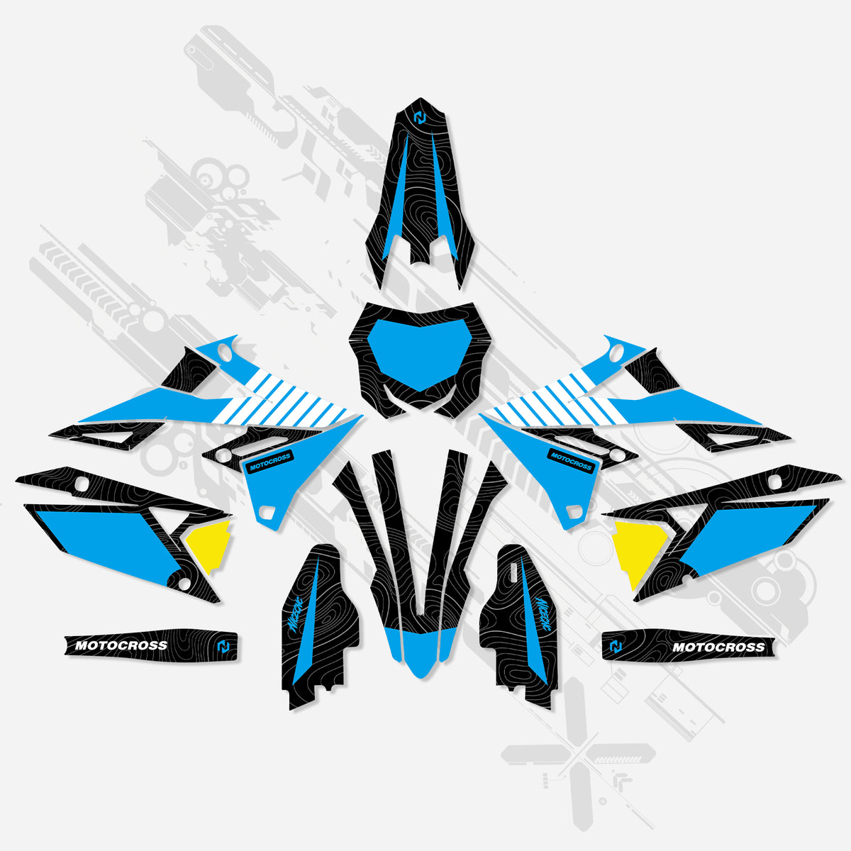 Complete motocross graphics kit for SUZUKI RMZ250 19-25 RMZ450 18-25