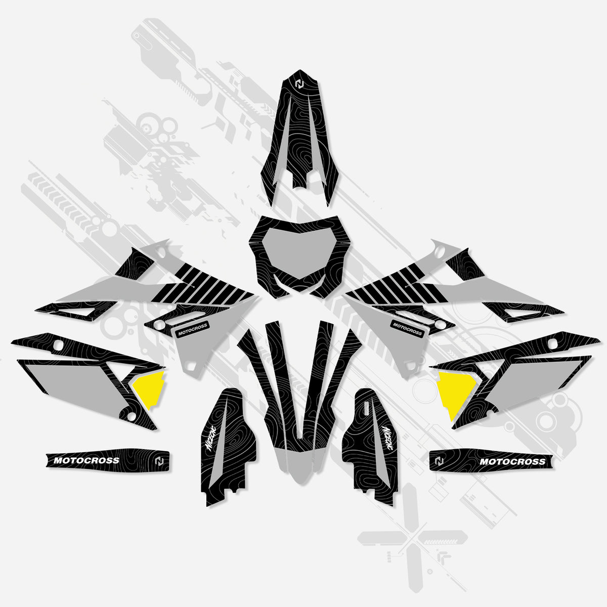 Complete motocross graphics kit for SUZUKI RMZ250 19-25 RMZ450 18-25
