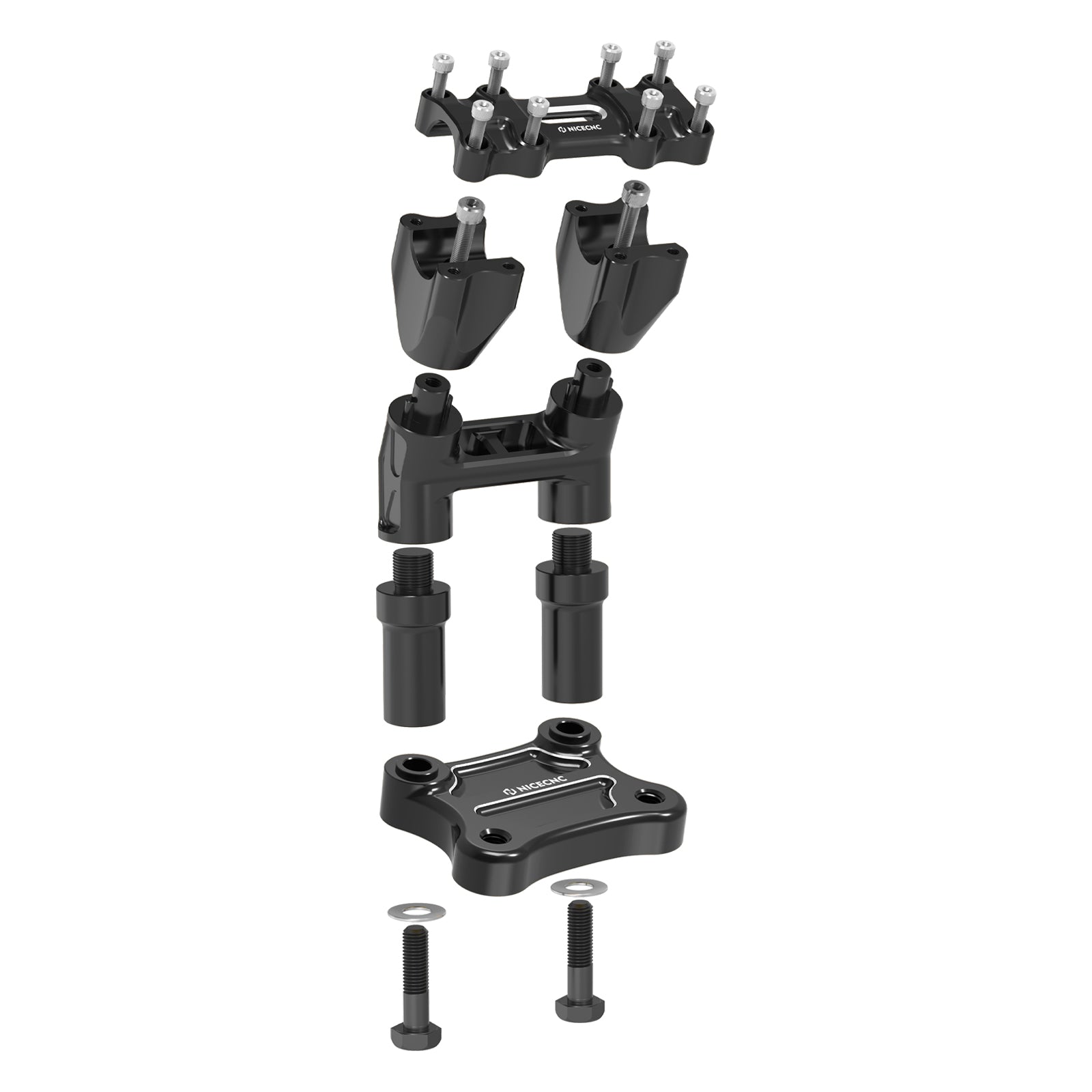 Modulares Kickback-Riser-Set mit isoliertem Riser, 9 Zoll, für Harley Davidson 1-1/8 Zoll 28 mm Lenker