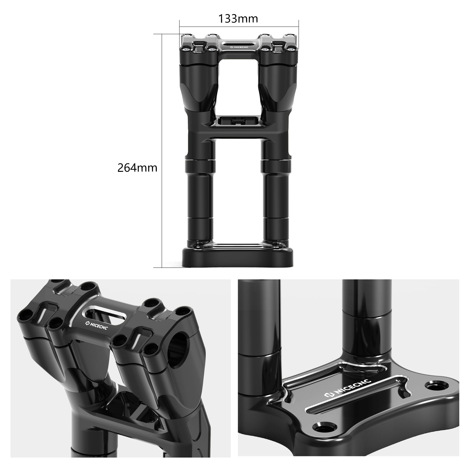 Modulares Kickback-Riser-Set mit isoliertem Riser, 9 Zoll, für Harley Davidson 1-1/8 Zoll 28 mm Lenker