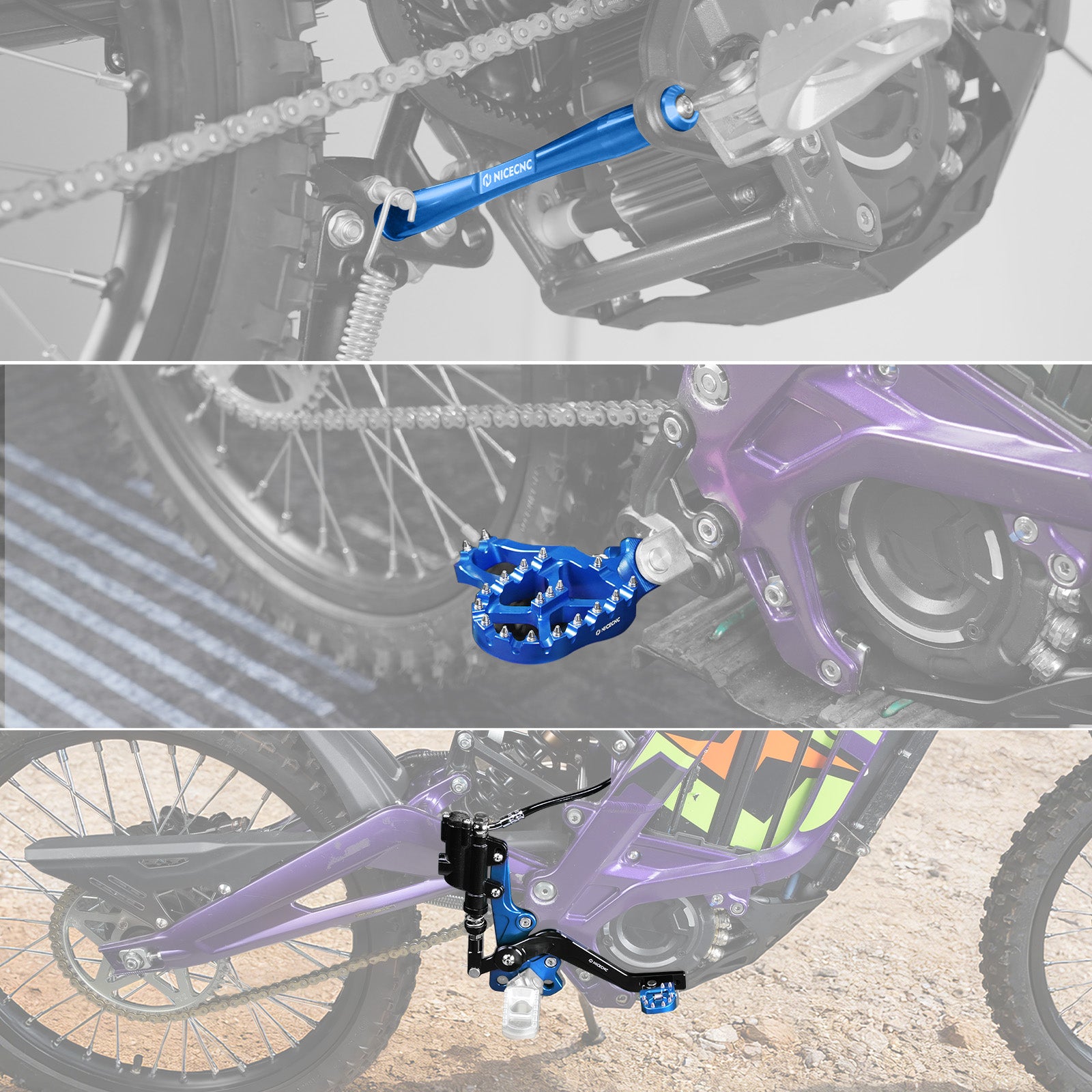 Hydraulische Hinterradbremse + verlängerte Fußstütze + Stützstrebe für Surron Light Bee X S