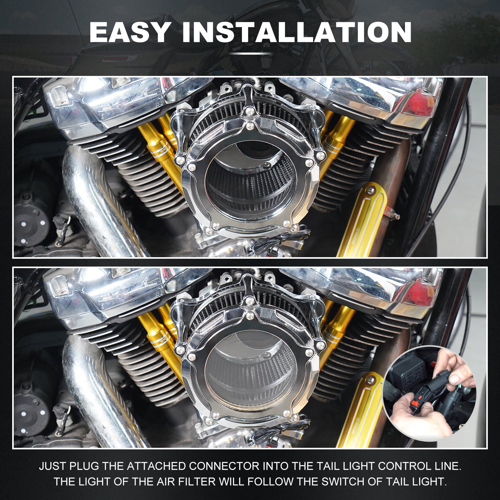 Luftansaugfilter mit LED-Streifen für Harley Davidson 2017 2018 2020-2023 Touring- und Trike-Modelle