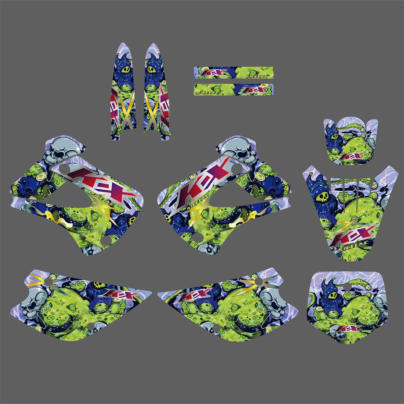 Motorrad-Team-Aufkleber, vollständige Grafik-Hintergrund-Aufkleber-Sets für Kawasaki KX85/KX100 2001–2013