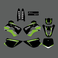 Motocross-Aufkleber-Set mit vollständigen Grafiken im Hintergrund für Kawasaki KX85/KX100 2001–2013