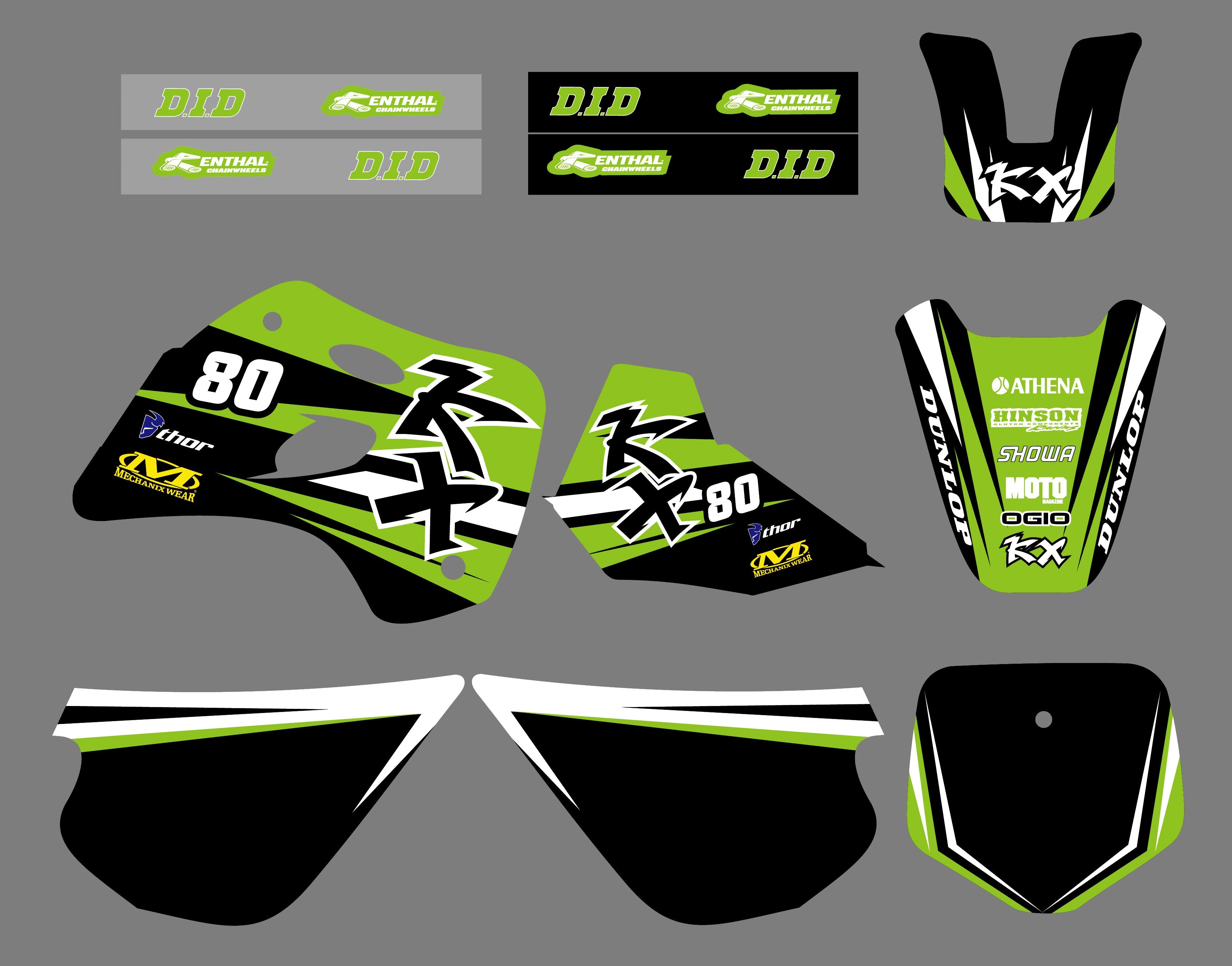 Motocross Team Grafiken Abziehbilder Aufkleber Dekor Für KAWASAKI KX80 1994-1997