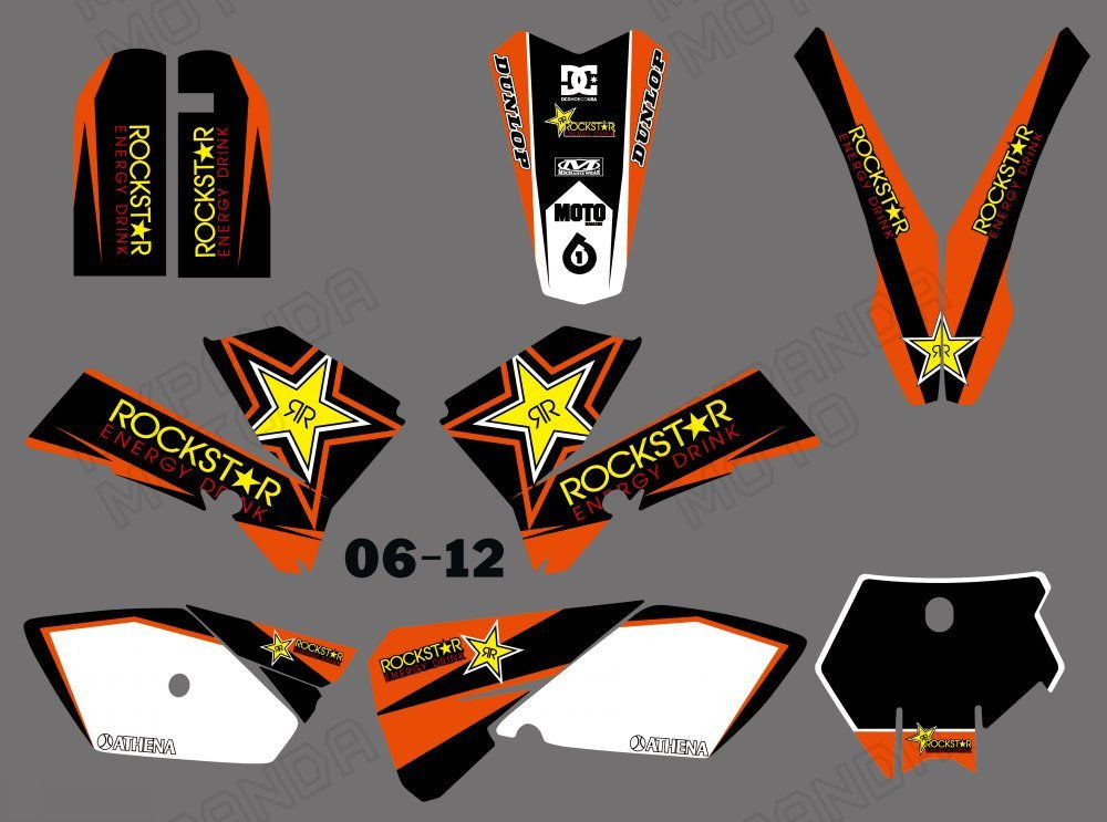 Motorrad Volle Grafik Hintergrund Aufkleber Aufkleber Kits für KTM SX 85-105 2006-2012