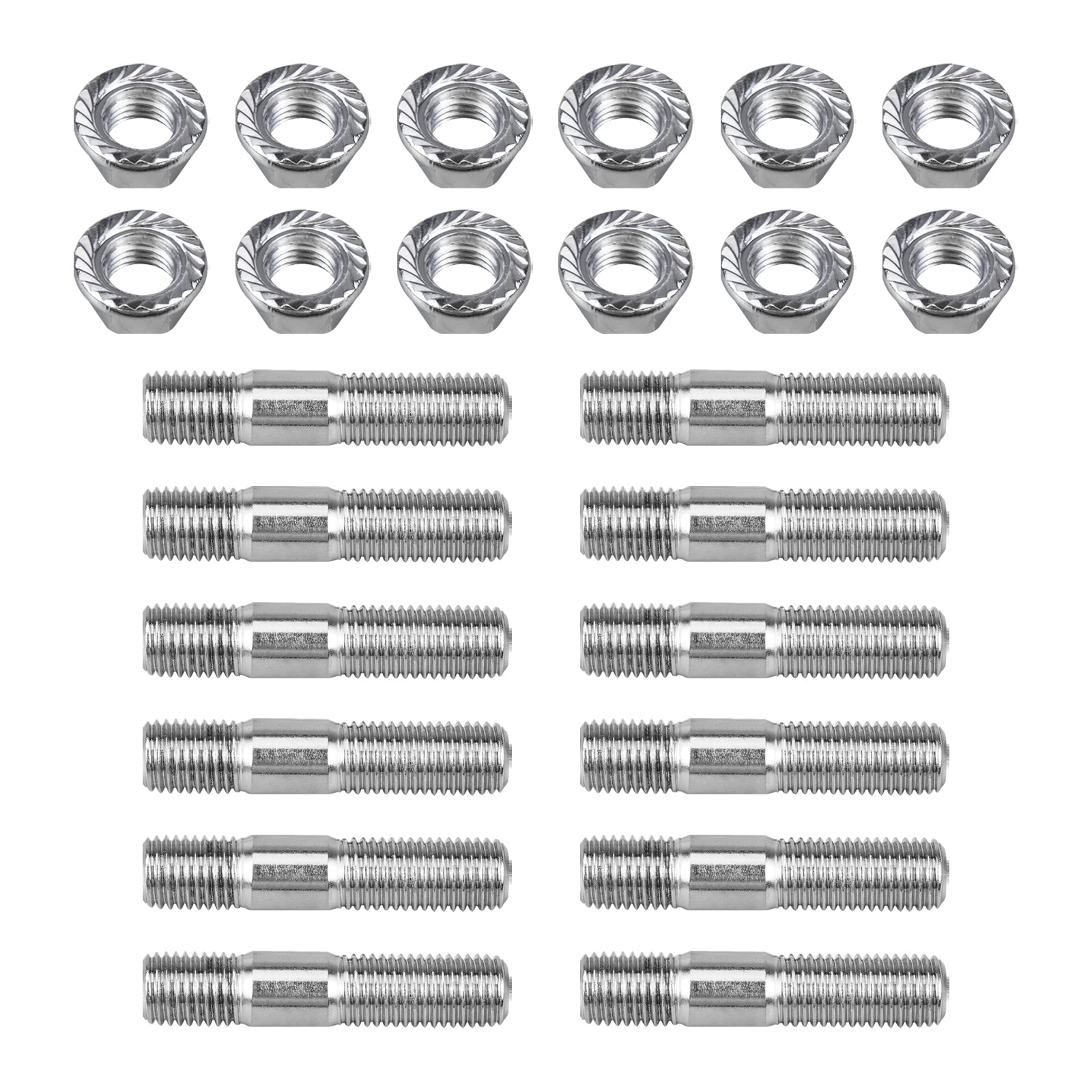 10mm M10x1,25 Edelstahlbolzen und gezahnte Muttern Krümmerflansch-Kit