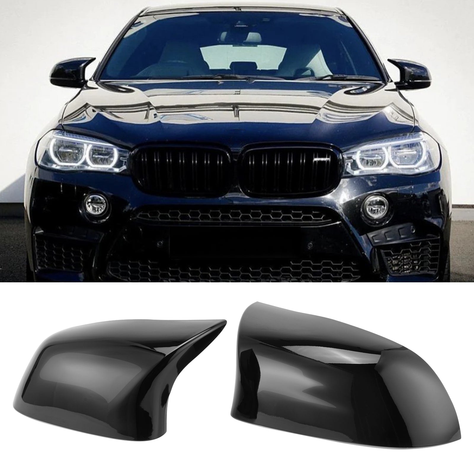 Für BMW F15 X5 F25 X3 F16 X6 F26 X4 M-Style Glanzschwarz Ersatz Spiegelabdeckungen 14-18