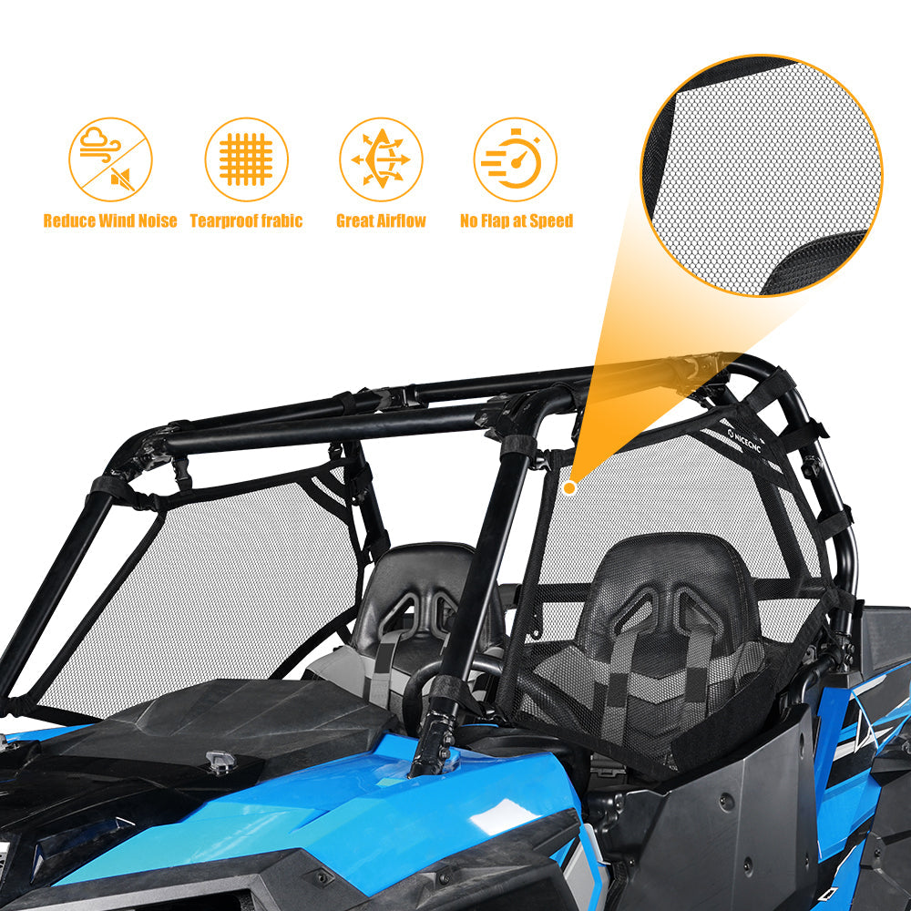 Links + Rechts UTV Seite Fenster Net Schild Kit Roll Käfig Mesh Für Polaris RZR XP 1000 Turbo 2015-2023