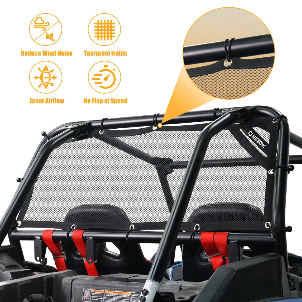 UTV Hinten Fenster Net Weiche Mesh Schatten Net Wind Schild Bildschirm Für Polaris RZR XP 1000