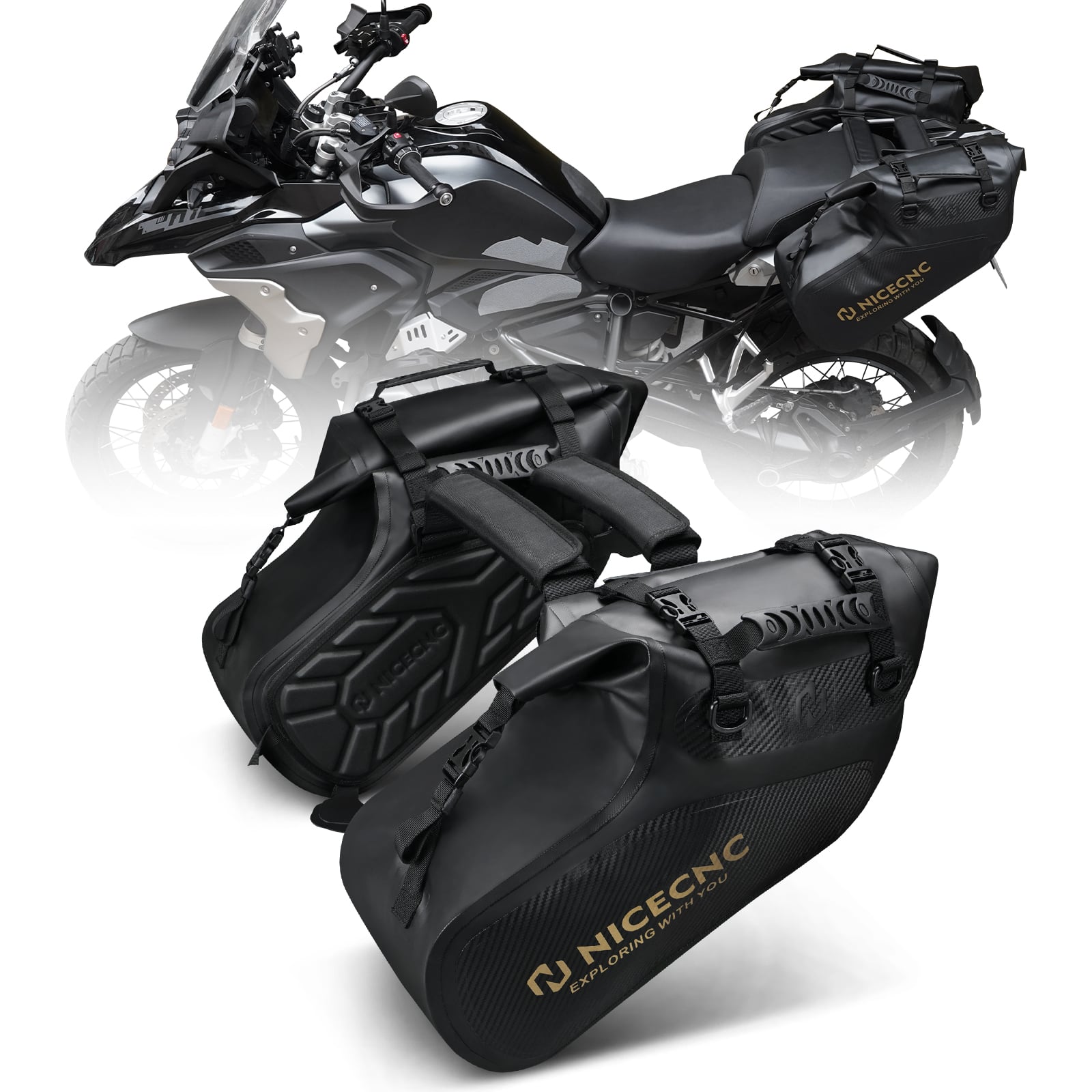 Universelle Motorrad-Satteltaschen, 28 l, wasserdicht, für Adventure- und Sportfahrradträger