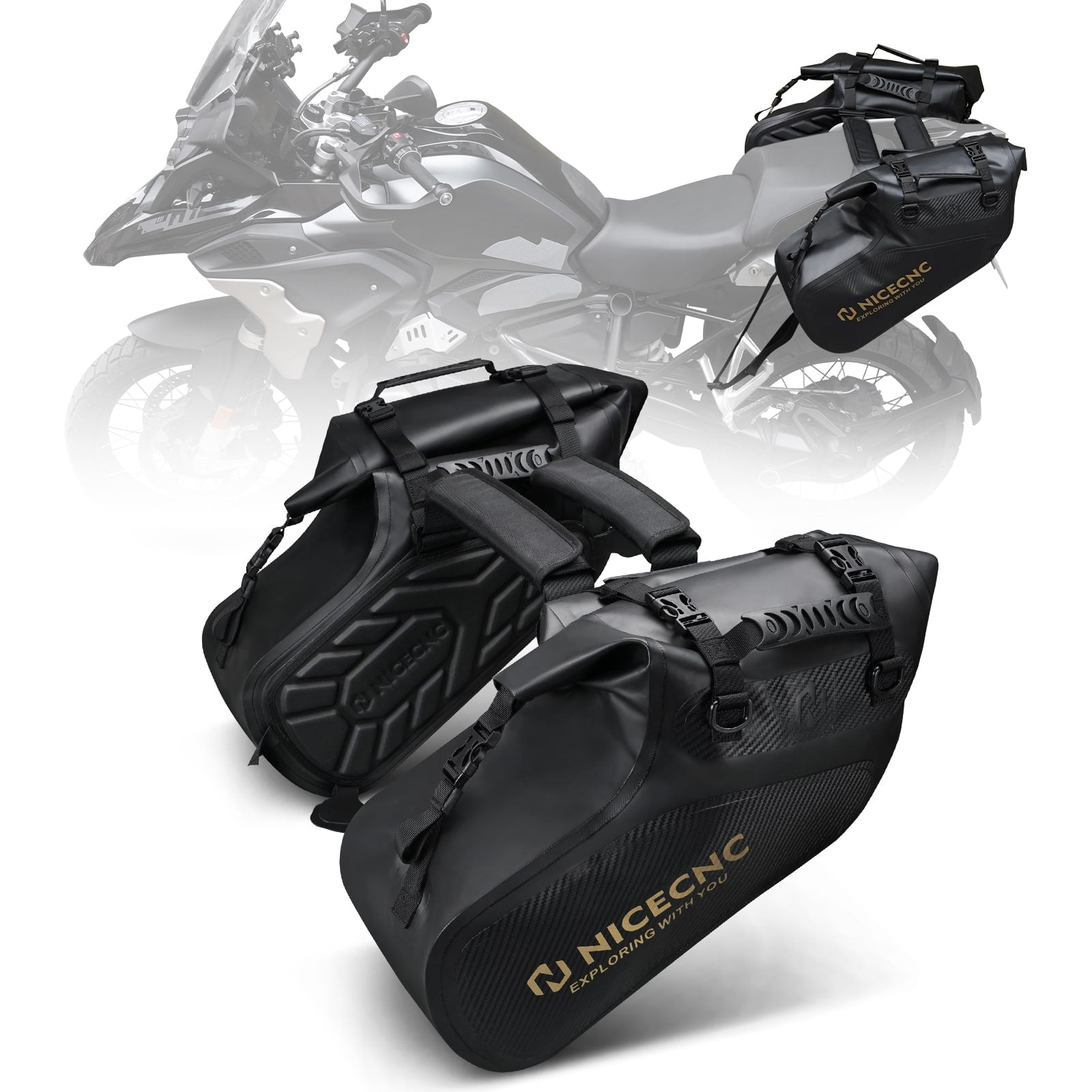 Universelle Motorrad-Satteltaschen, 28 l, wasserdicht, für Adventure- und Sportfahrradträger