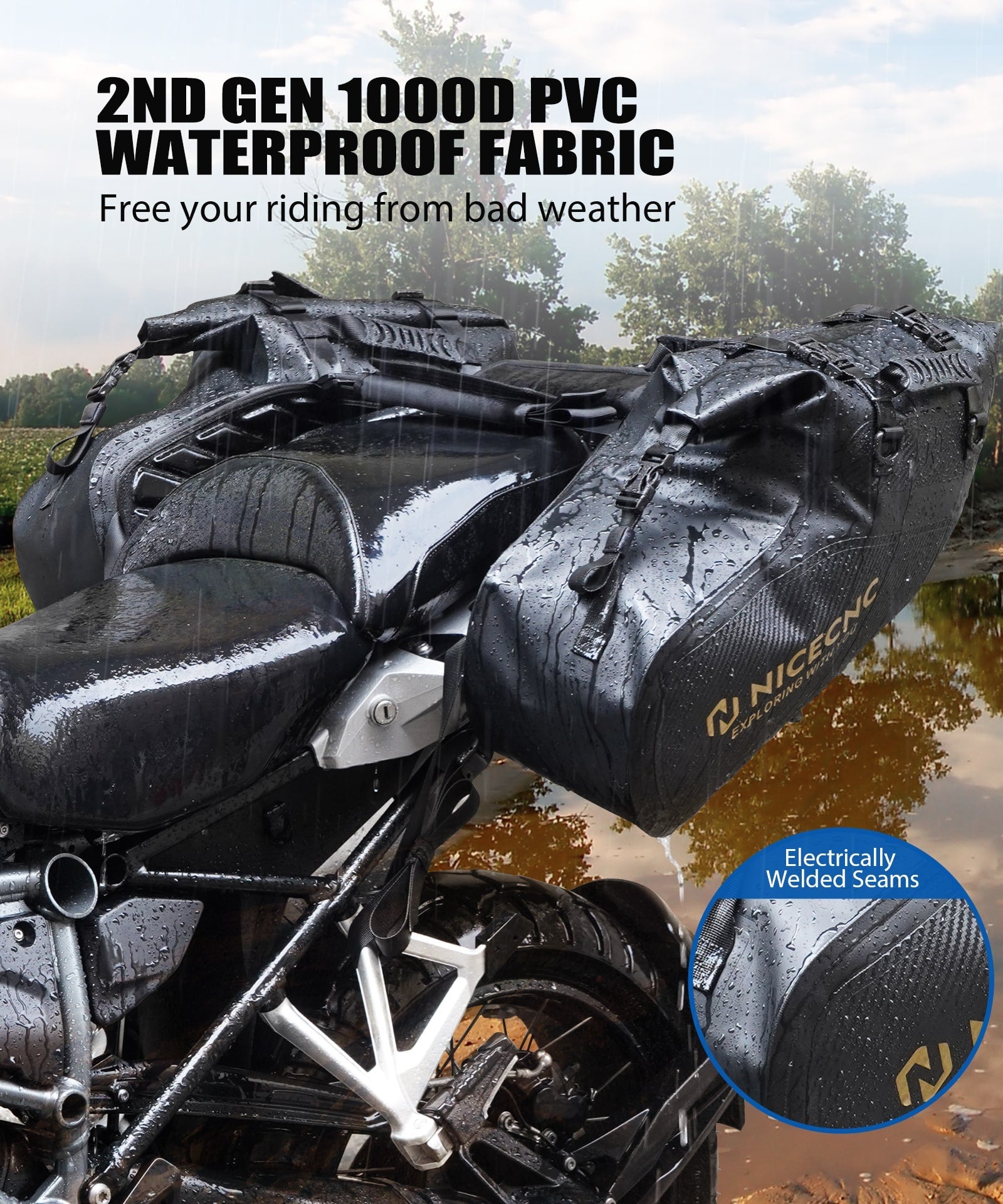 Universelle Motorrad-Satteltaschen, 28 l, wasserdicht, für Adventure- und Sportfahrradträger