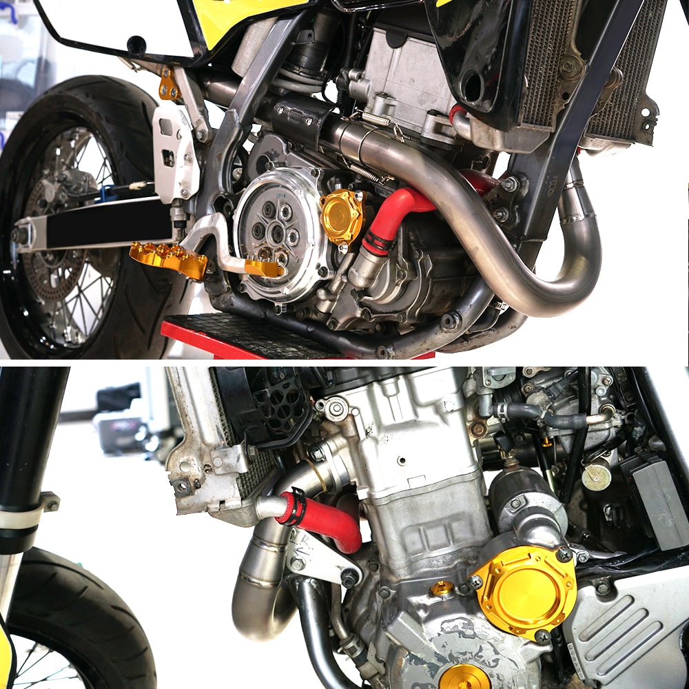 Komplettes Auspuffrohrsystem-Set mit Klemmdichtung für Suzuki DRZ400 DRZ400SM Kawasaki KLX400